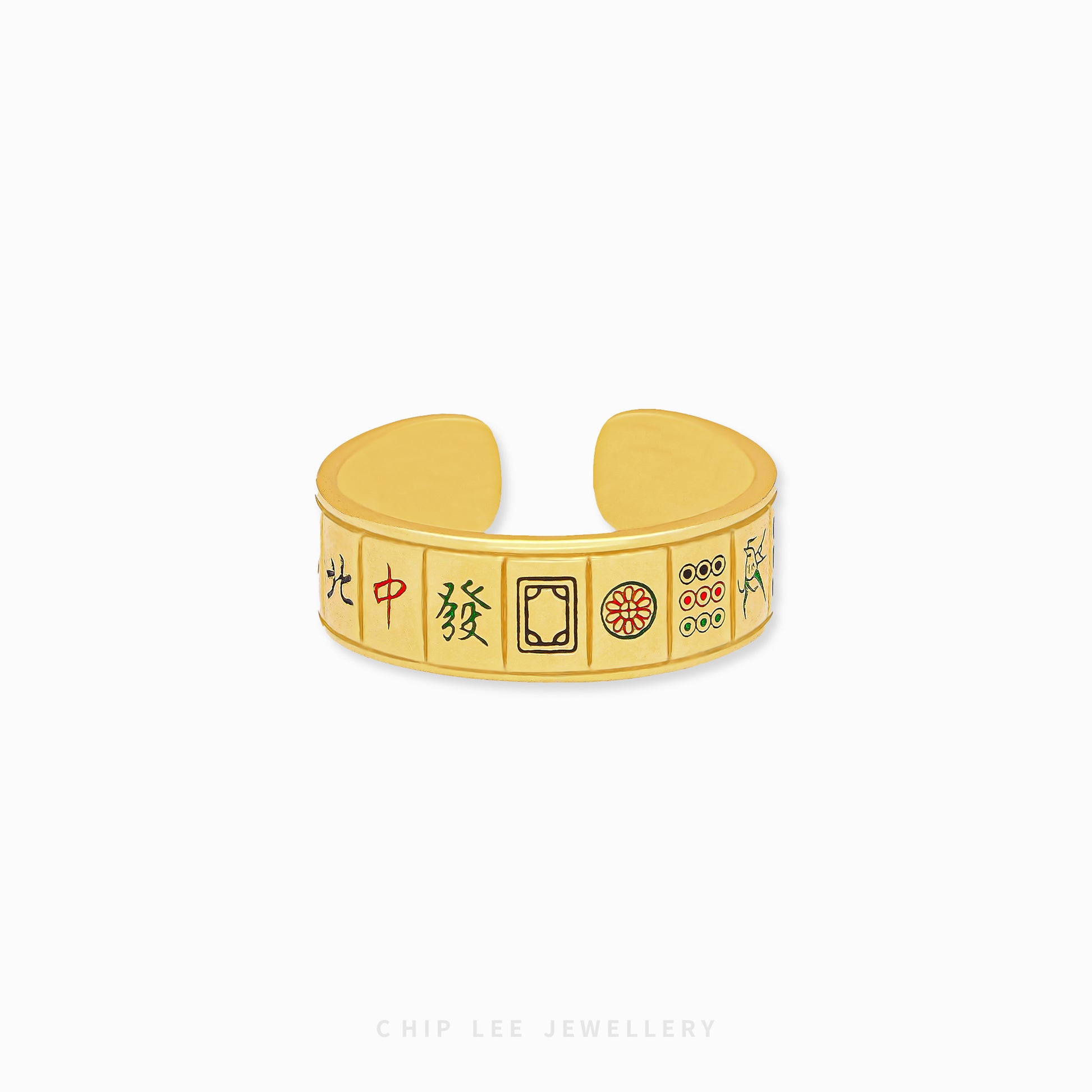 13 Wonders Mahjong Enamel Ring with enamel tiles, combining Mahjong tradition and modern style for a playful, unique jewellery piece.