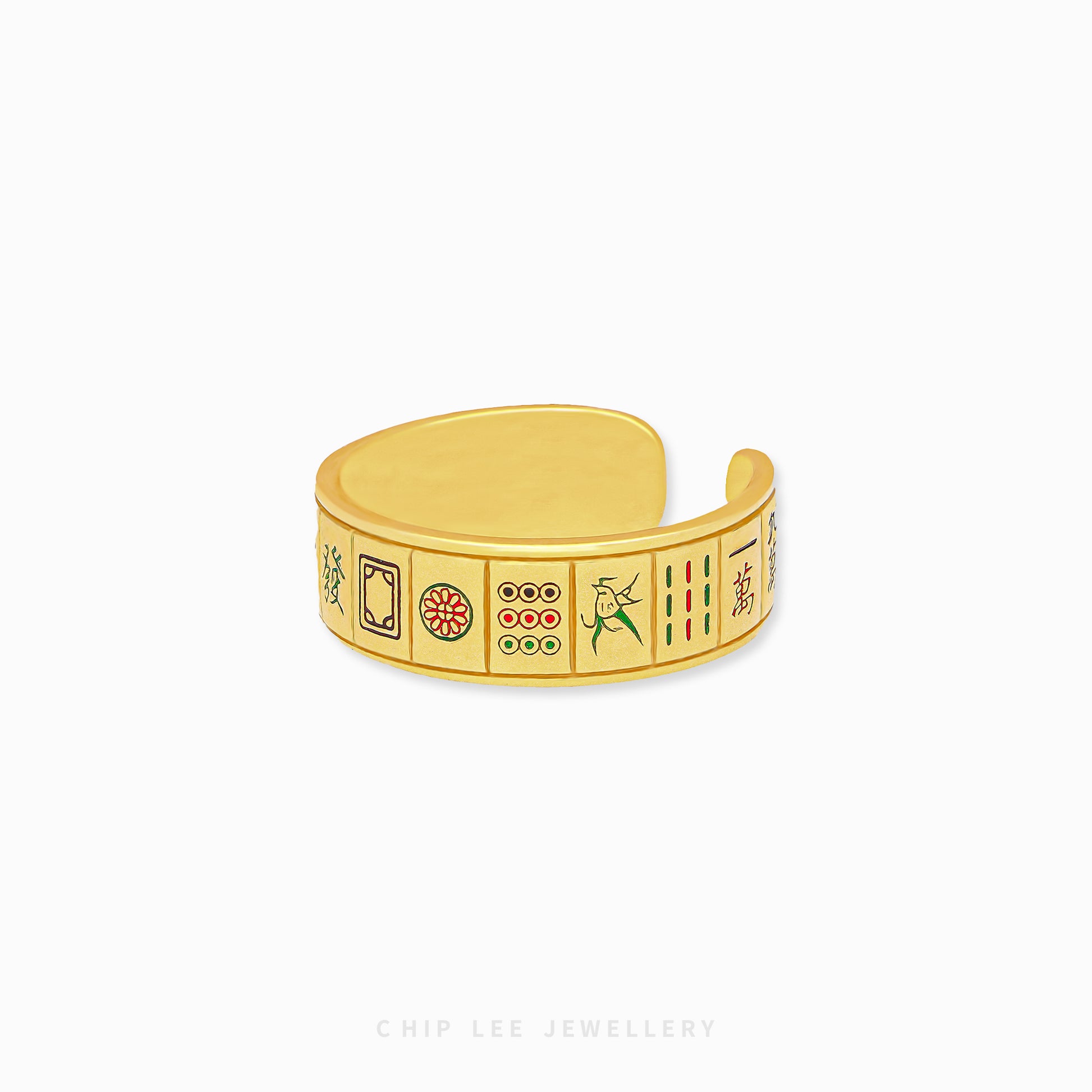 13 Wonders Mahjong Enamel Ring with enamel tiles, combining Mahjong tradition and modern style for a playful, unique jewellery piece.