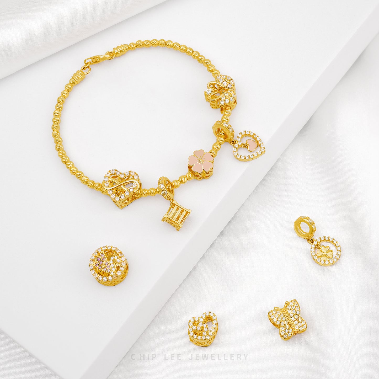 Double Sided Clover Heart Charm