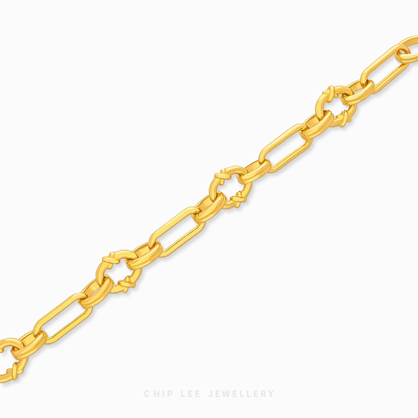 999 Pure Gold Mixed Link Chain Bracelet