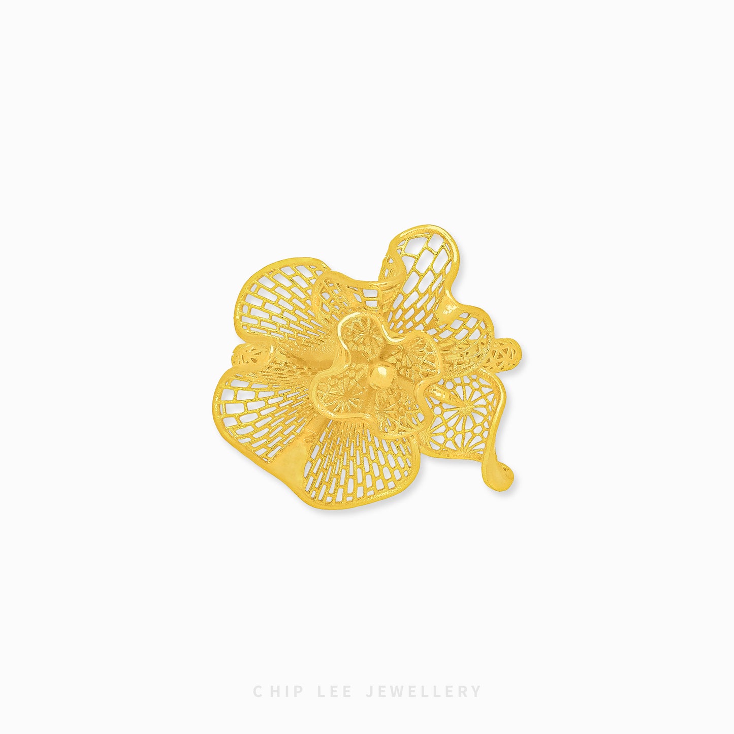 999 | 24K Gold Flora Ring. Hallmarked in Singapore for certified purity and authenticity.