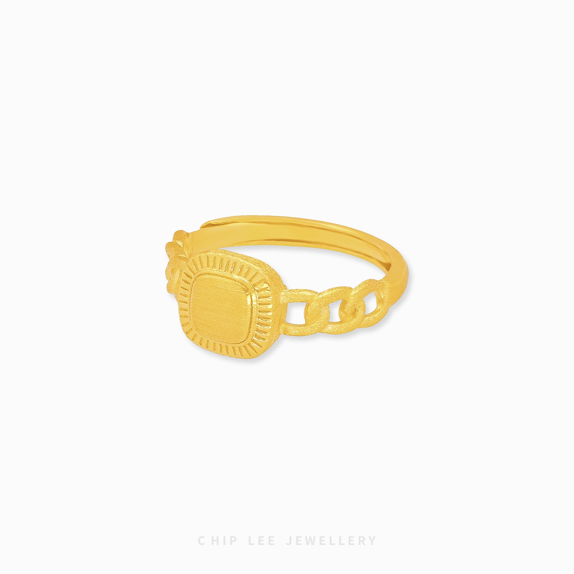 999 | 24K Gold Kare Ring by Chip Lee Jewellery, featuring a refined square silhouette in pure gold, offering minimalist elegance for any occasion.