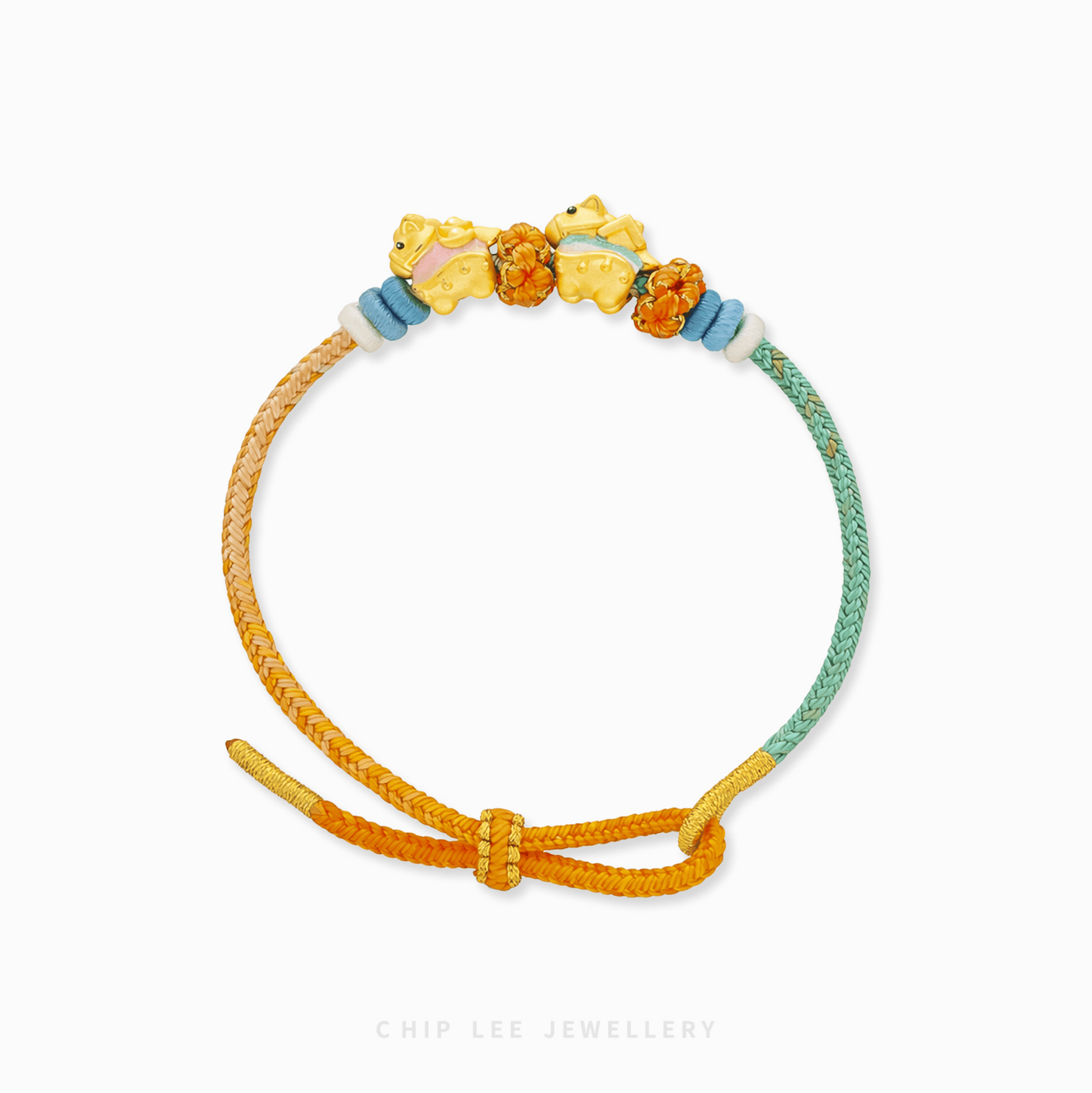 999 Double Joy Horse Charm Adjustable Kids Bracelet with adjustable fit, symbolic luxury jewelry for babies