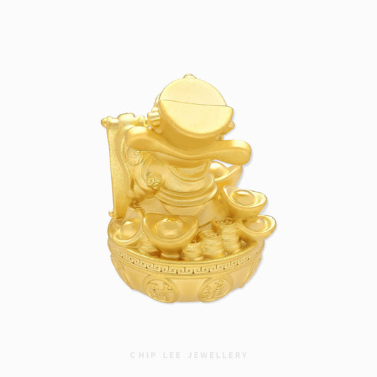 999 Pure Gold God of Fortune Figurine by Chip Lee Jewellery, 24K gold, symbol of wealth and prosperity, intricately designed collectible piece.