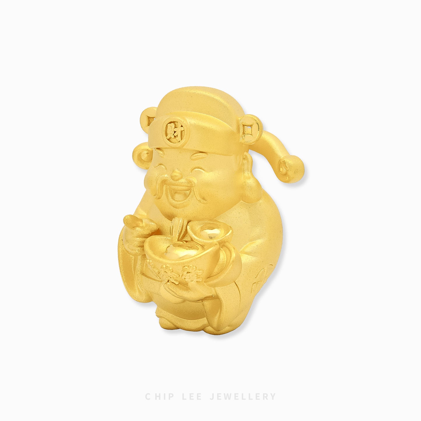 999 pure gold God of Wealth (財神) figurine by Chip Lee Jewellery symbolising prosperity, good fortune and Chinese wealth tradition with fine detail.