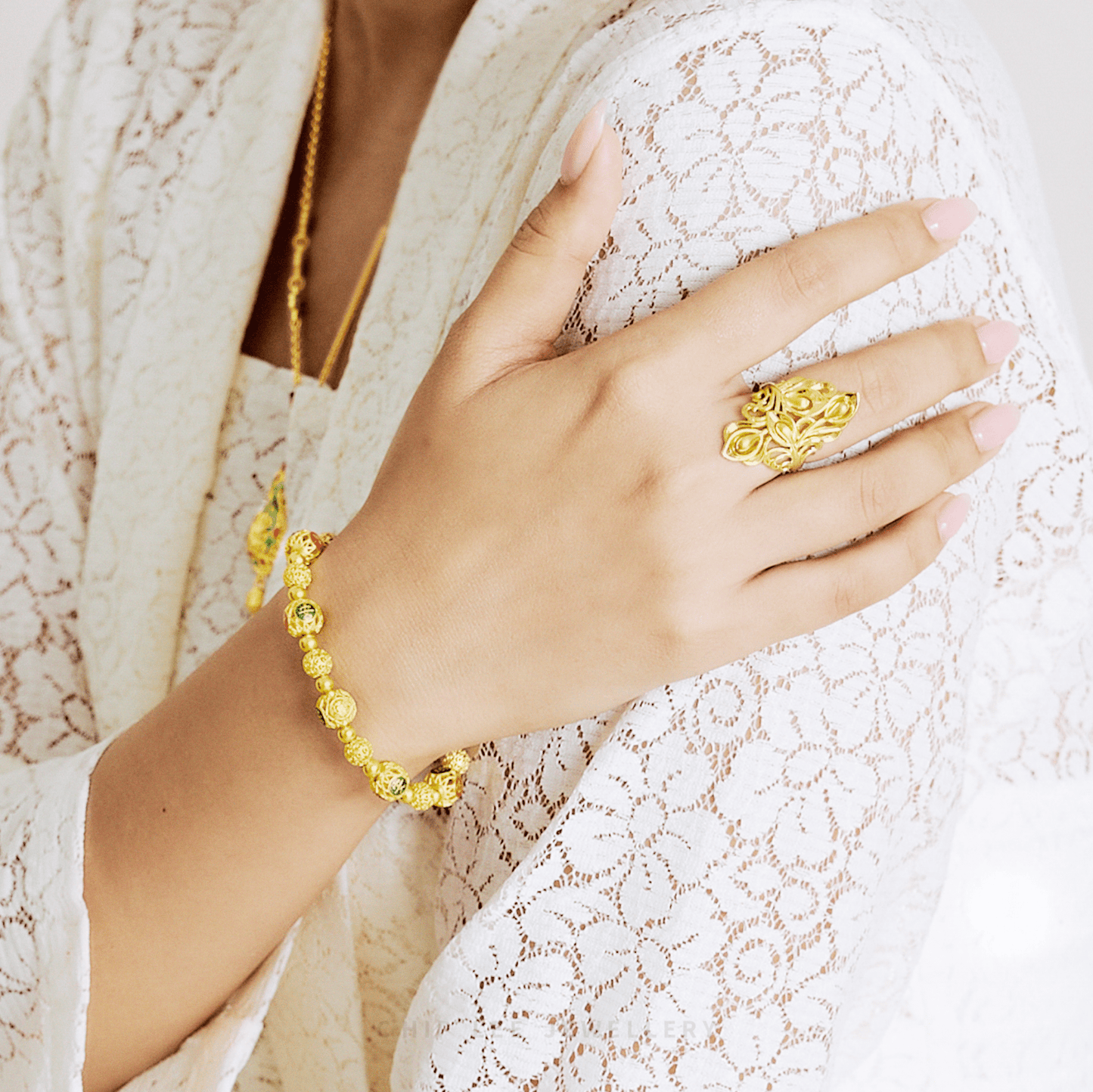 999 Pure Gold Peace and Joy Gu Fa Jin Bracelet, crafted with ancient goldsmithing techniques.