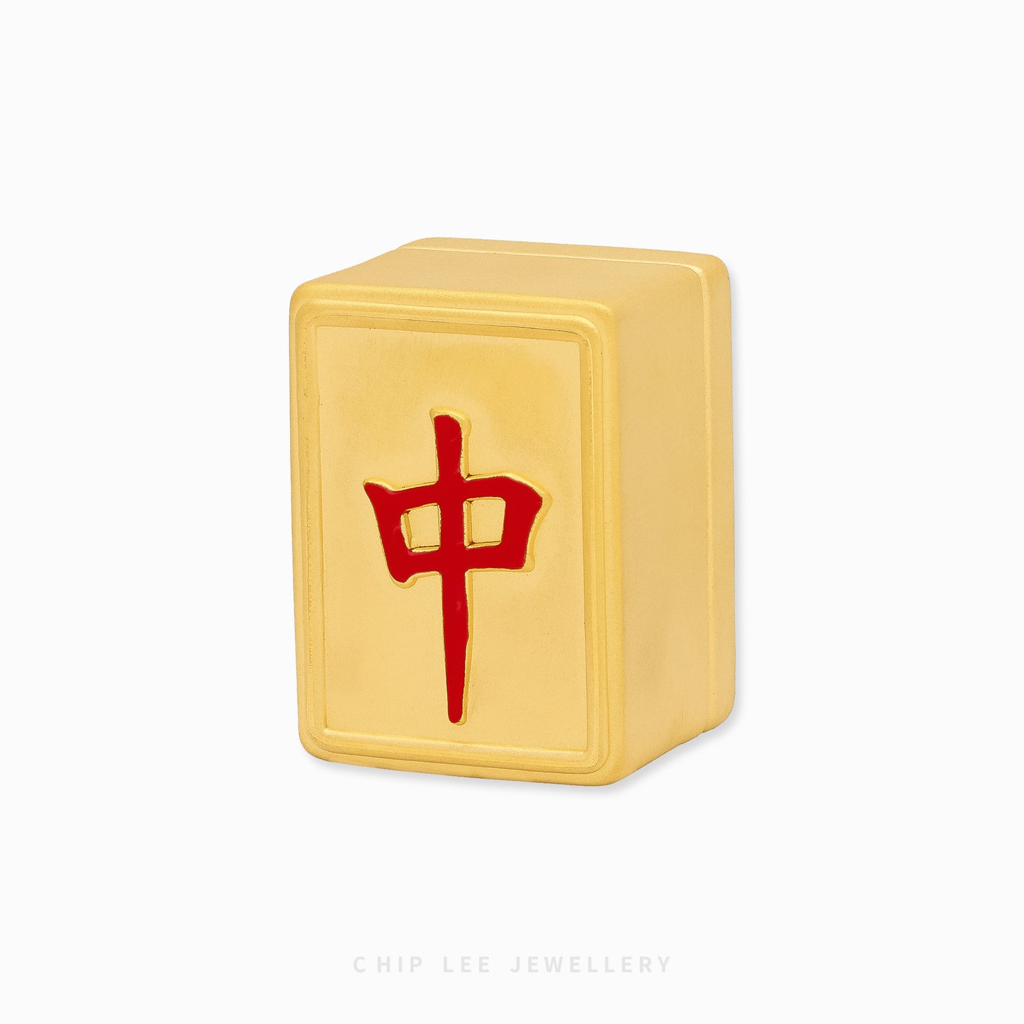 999 Pure Gold Red Dragon 中 Mahjong Tile symbolising strength and achievement, crafted in solid gold as a luxury collectible or auspicious gift.