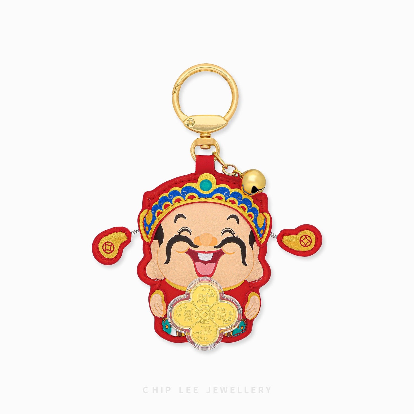 999 Pure Gold God of Fortune Spinning Coin Keychain