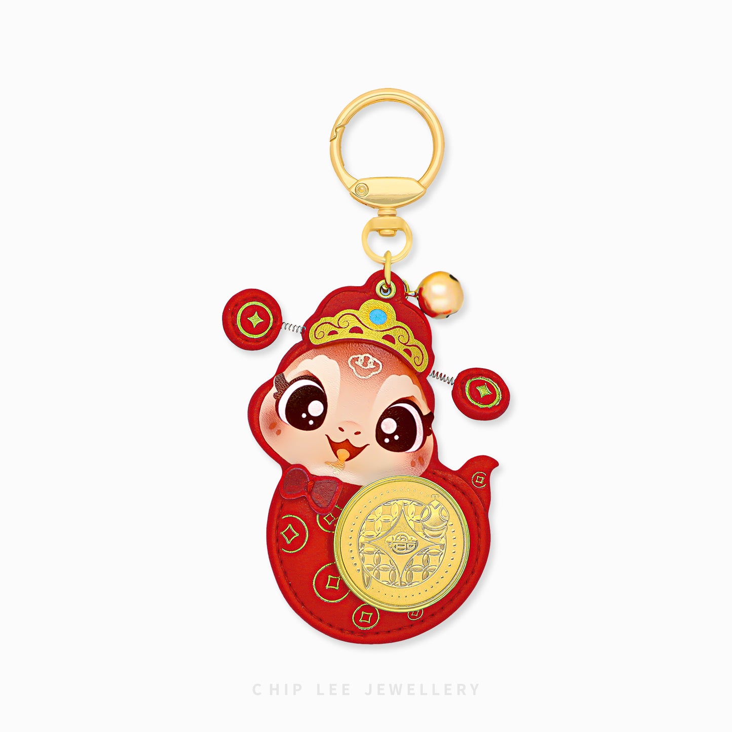 999 Pure Gold Snake Spinning Coin Keychain