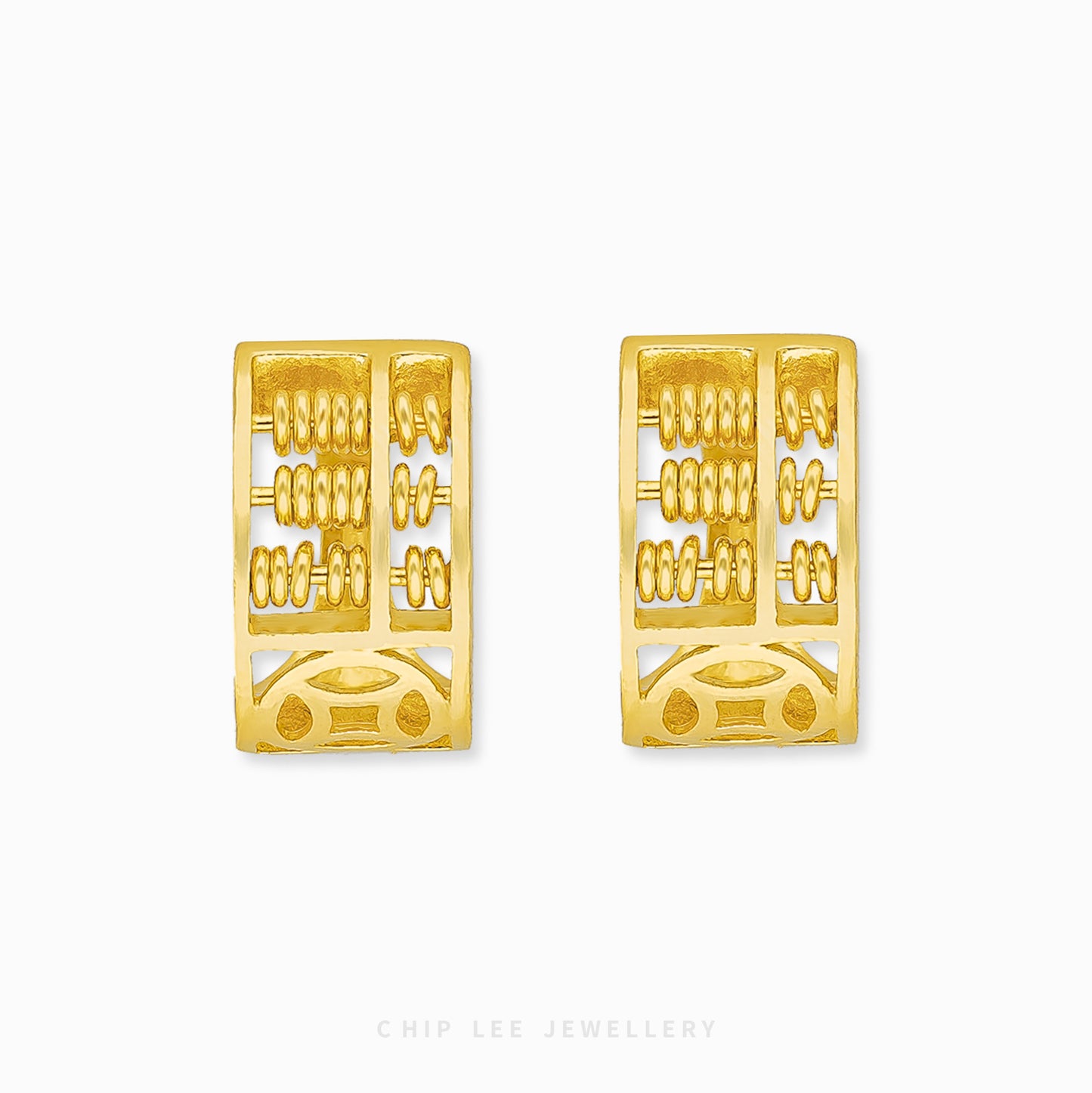 22K gold Abacus Loop Earring by Chip Lee Jewellery, inspired by traditional abacus beads, symbolising prosperity and balance in a modern design.