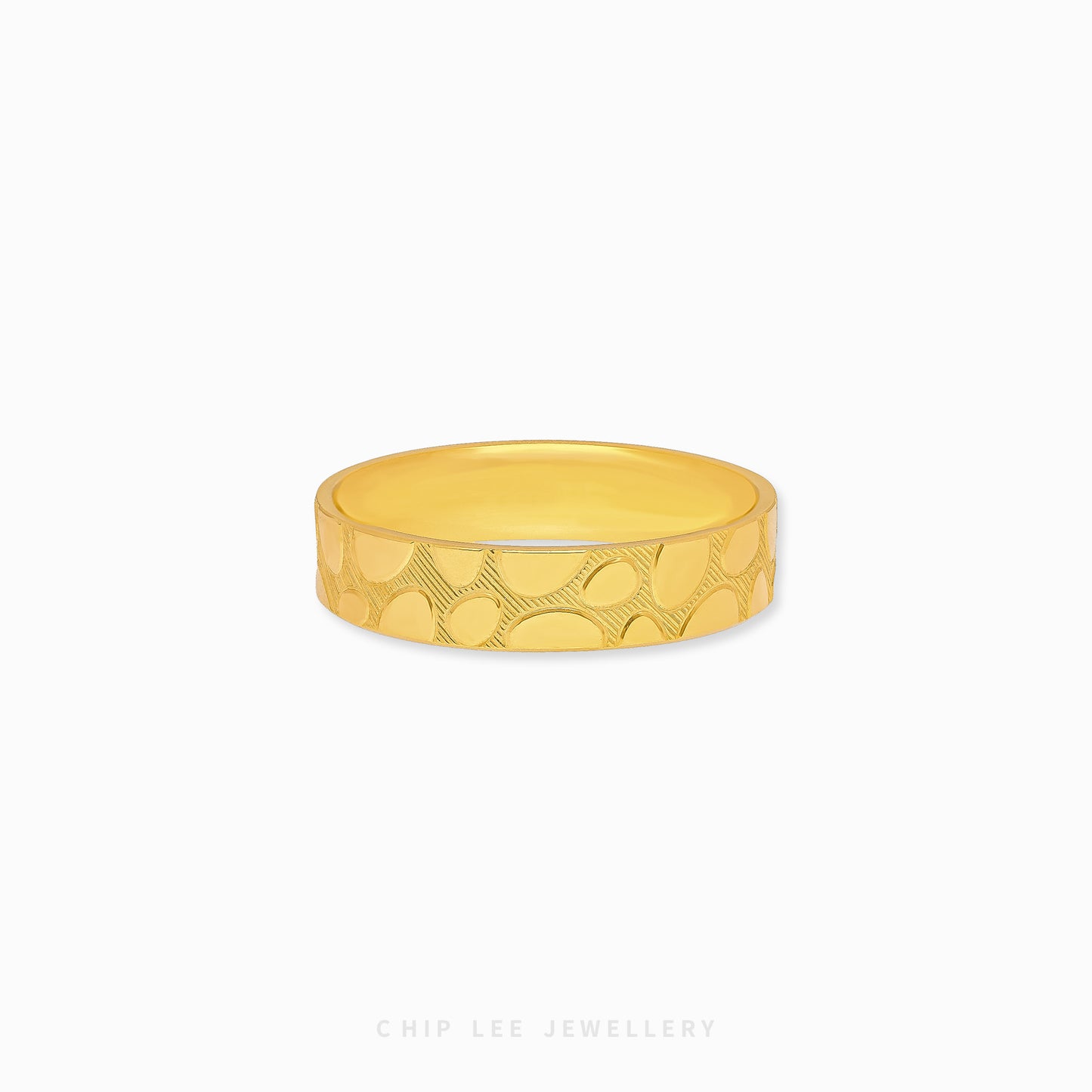 Animal Print Design Ring with textured pattern in 916 gold (22K), crafted by Chip Lee Jewellery Singapore