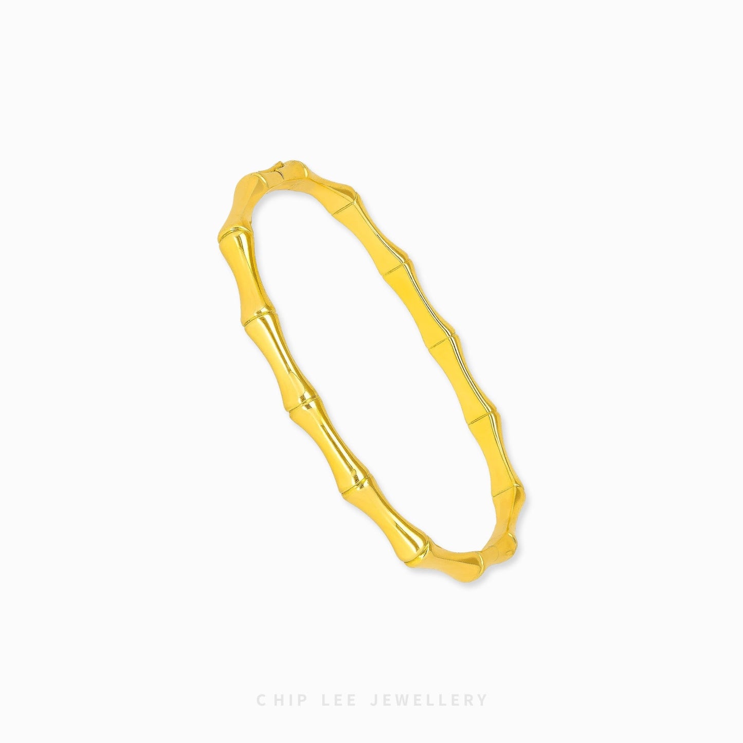 Bamboo Bangle by Chip Lee Jewellery Singapore, certified 916 gold with bamboo-inspired texture, rugged angular design, bold luxury wristpiece