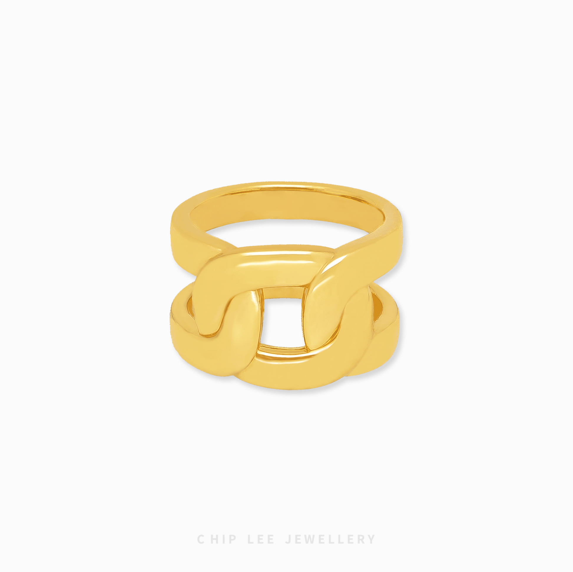 Bold Cuban Ring by Chip Lee Jewellery, 999 gold, featuring a distinctive Cuban link design, adding bold elegance to any outfit.