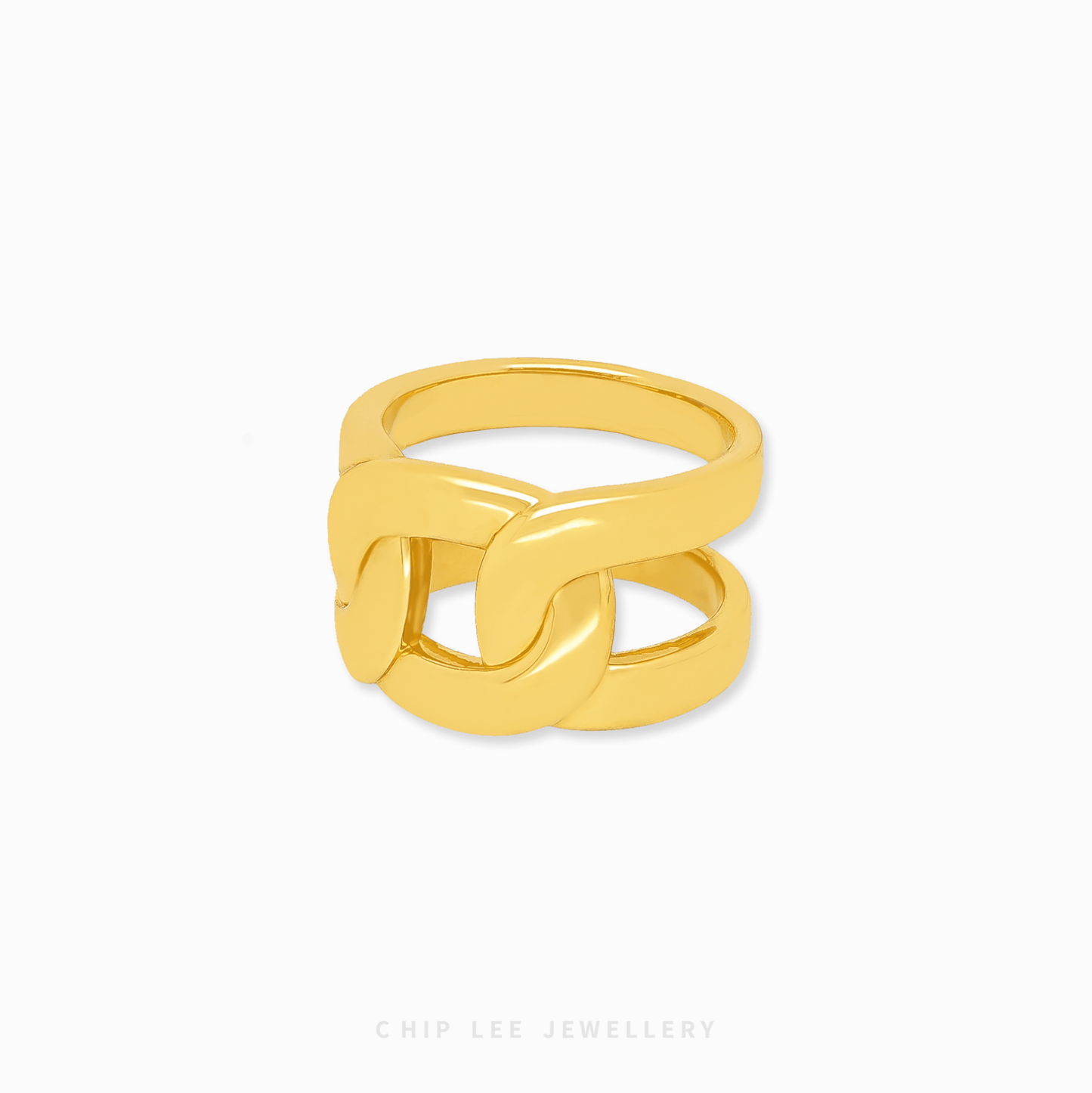 Bold Cuban Ring by Chip Lee Jewellery, 999 gold, featuring a distinctive Cuban link design, adding bold elegance to any outfit.