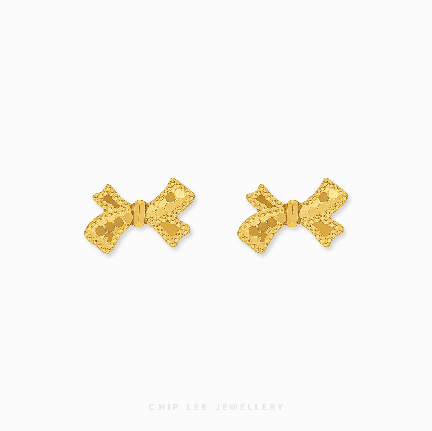 Bow Stud Earrings in 999 pre gold