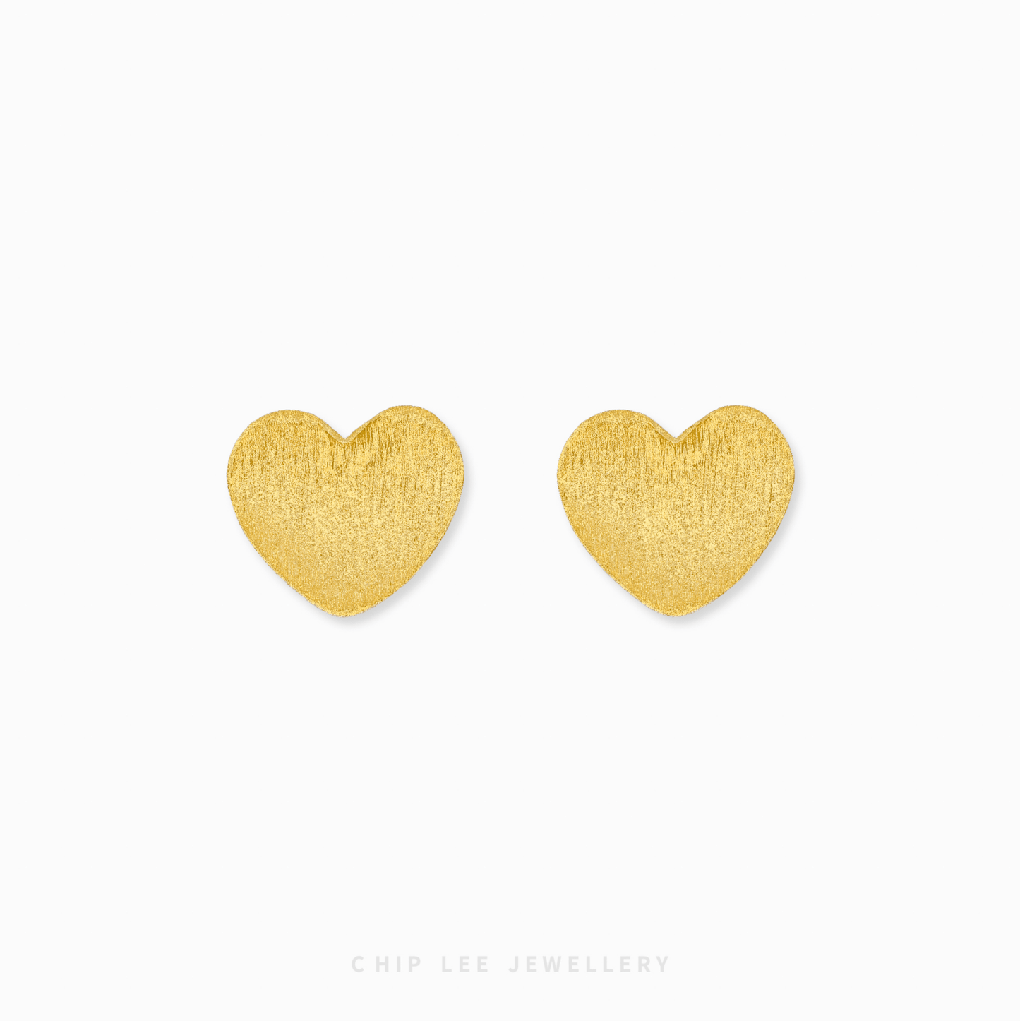 Brushed Heart Stud Earrings in 999 pure gold