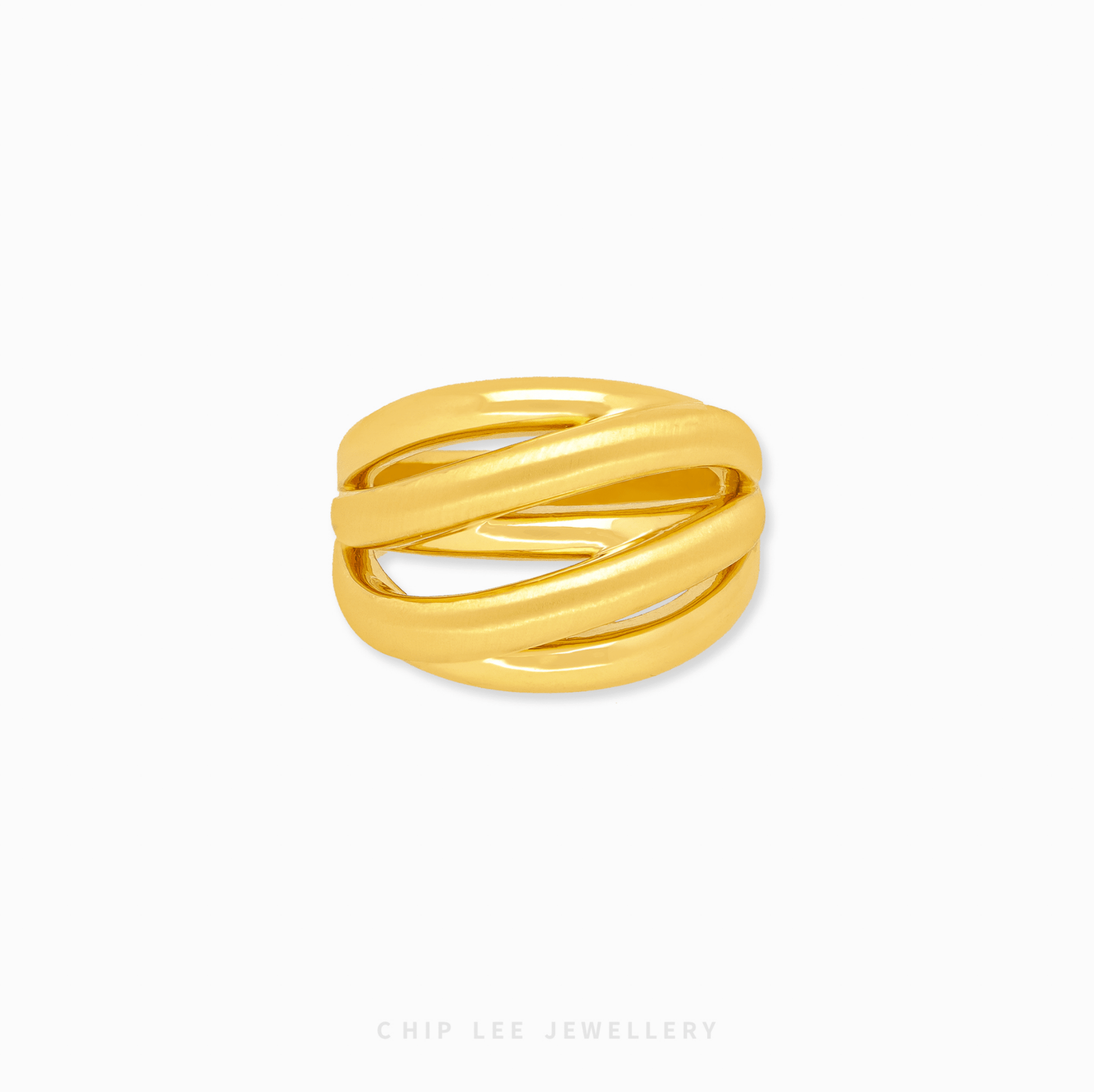 Chunky Entwined Ring by Chip Lee Jewellery, 999 gold, bold intertwined design, sculptural statement piece.
