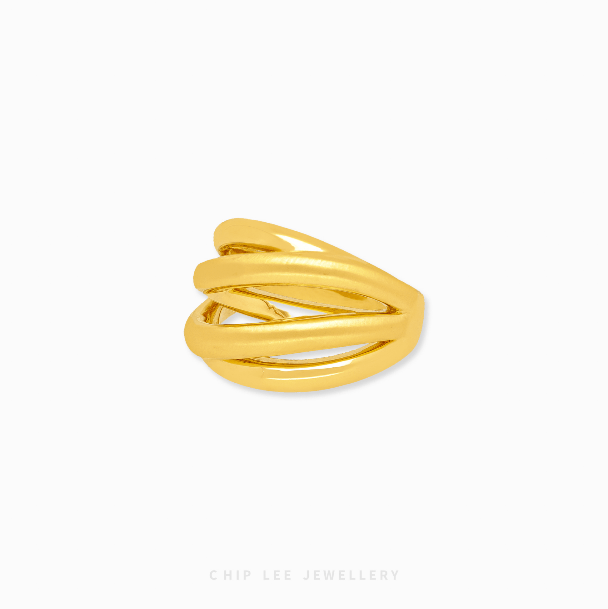 Chunky Entwined Ring by Chip Lee Jewellery, 999 gold, bold intertwined design, sculptural statement piece.
