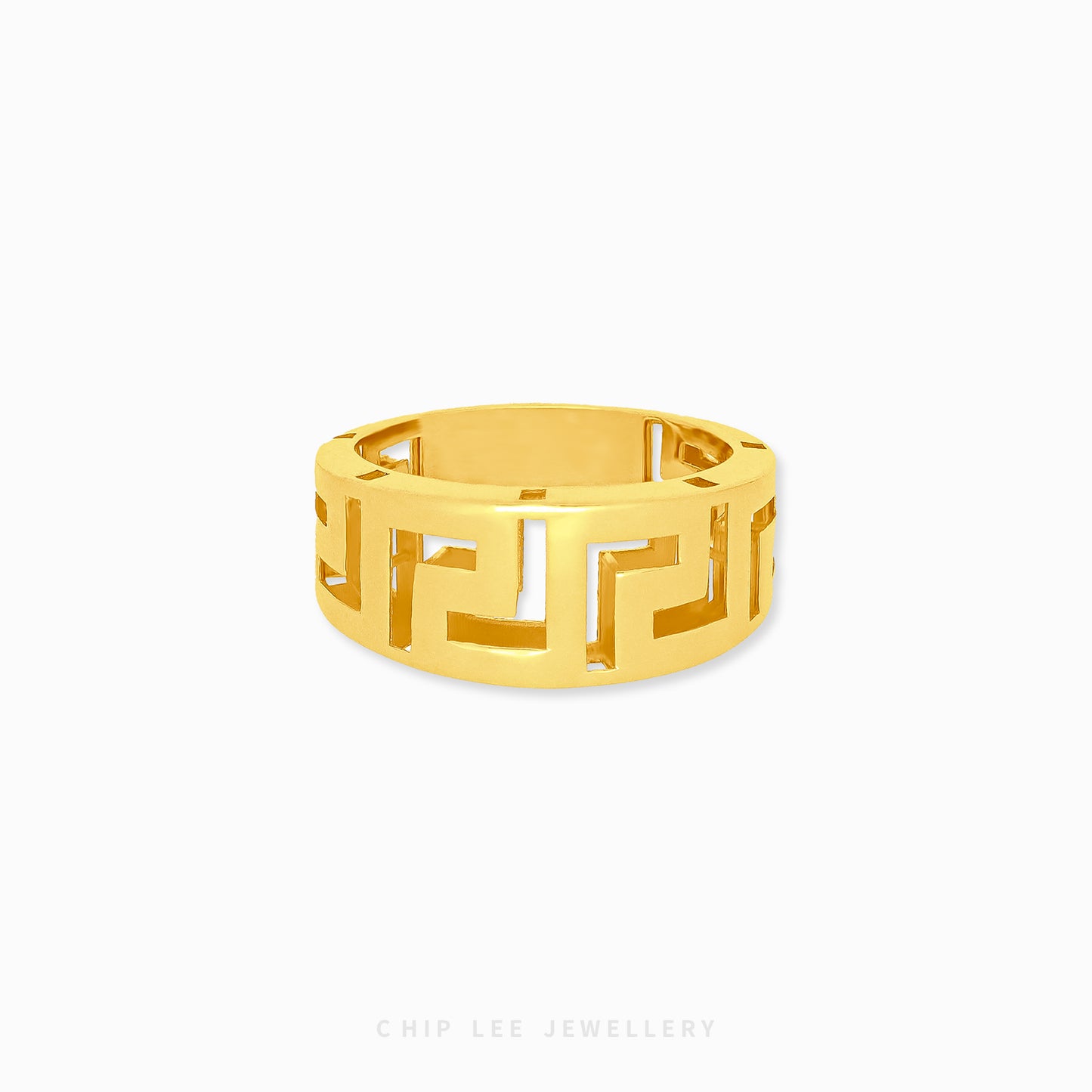 Chunky Roman Ring, 916 gold band engraved with Roman numerals, bold and timeless style, by Chip Lee Jewellery Singapore
