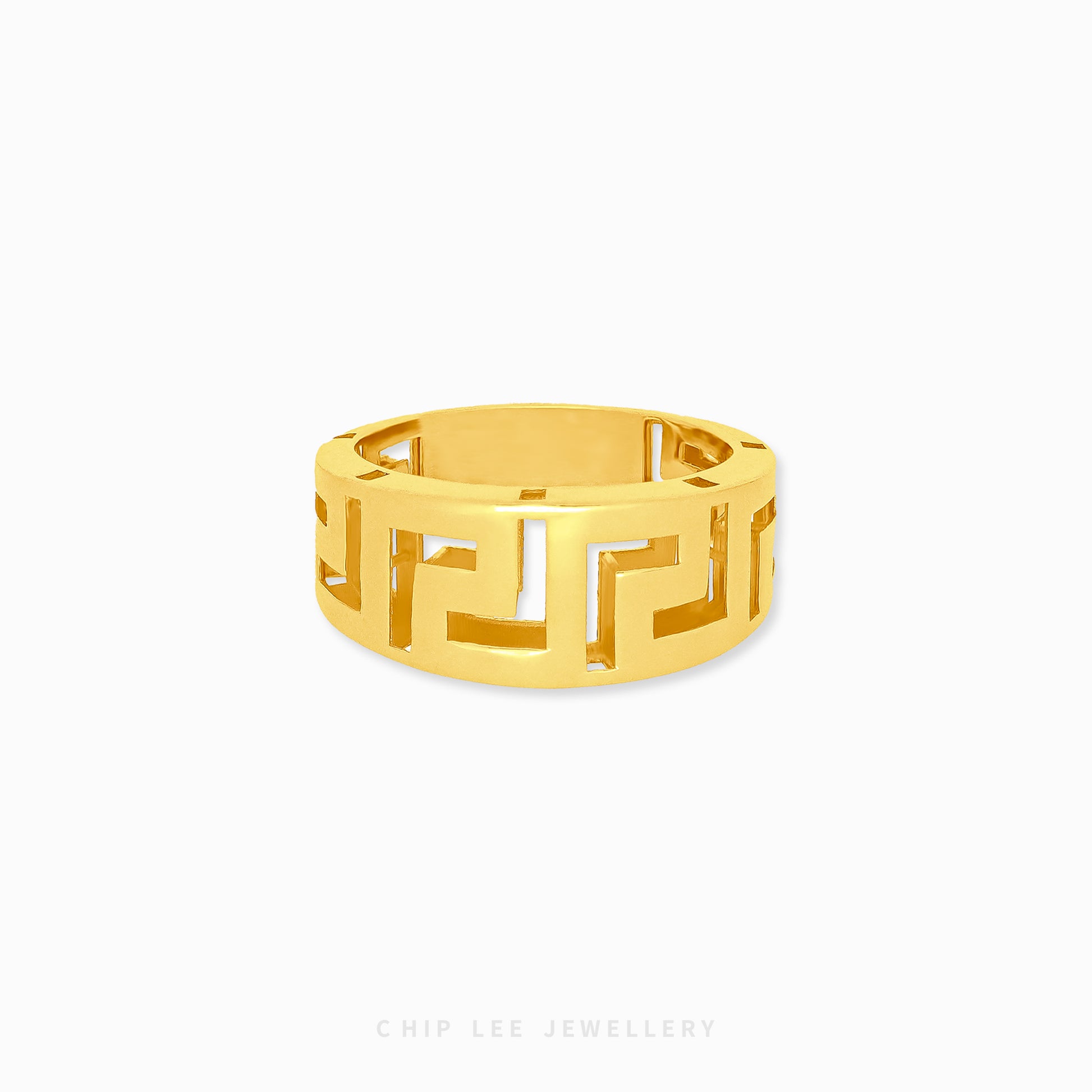 Chunky Roman Ring, 916 gold band engraved with Roman numerals, bold and timeless style, by Chip Lee Jewellery Singapore