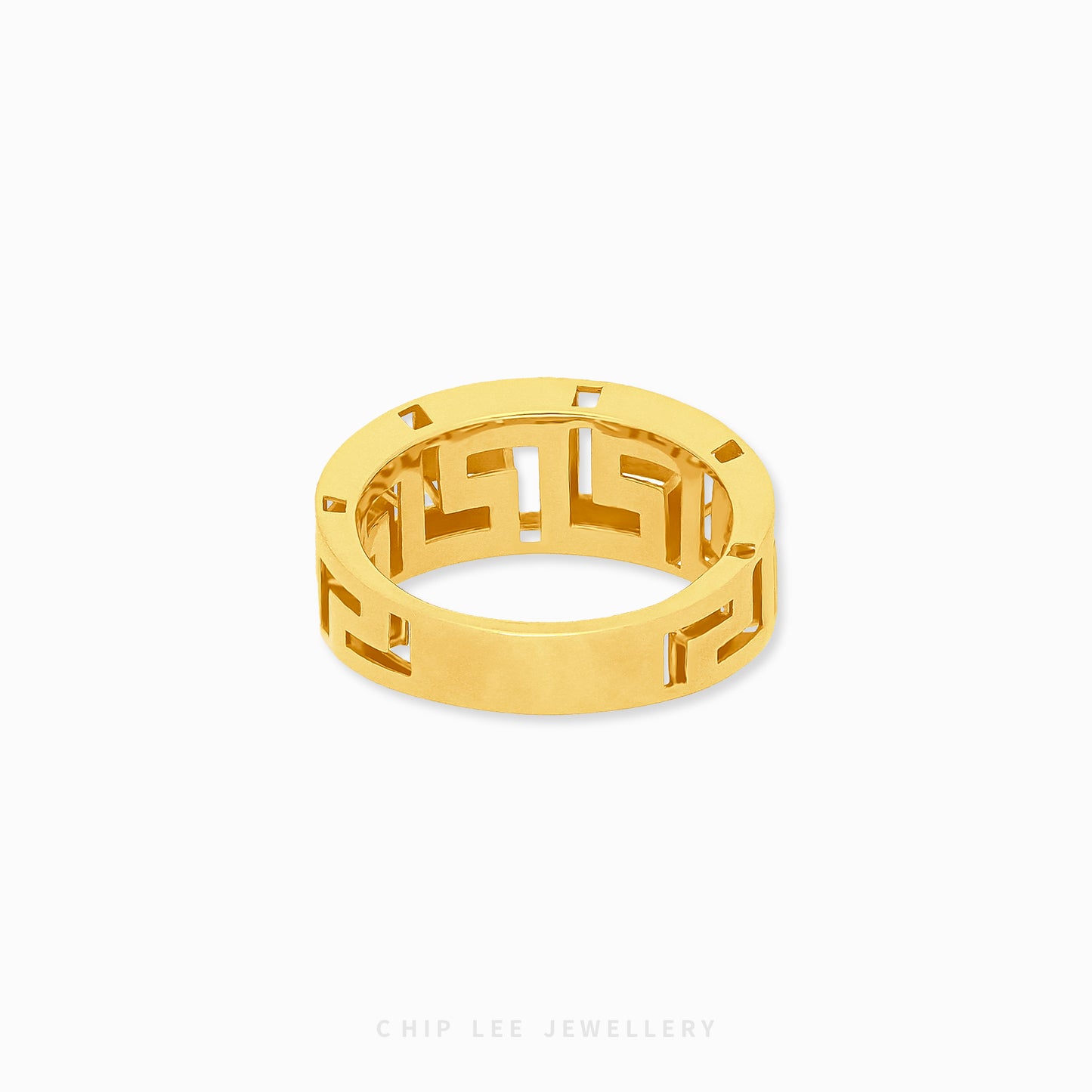 Chunky Roman Ring, 916 gold band engraved with Roman numerals, bold and timeless style, by Chip Lee Jewellery Singapore