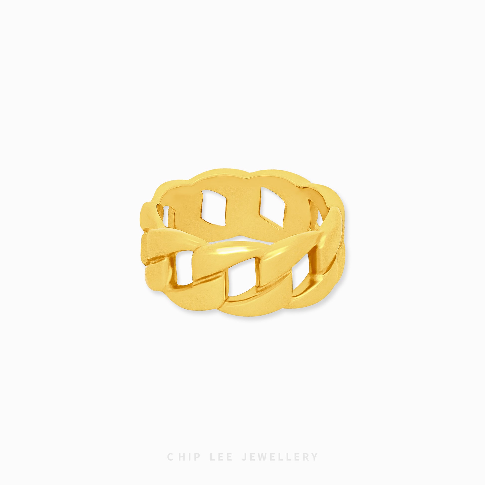 Classic Chain Loop Ring, interwoven loop design in 916 gold band by Chip Lee Jewellery Singapore
