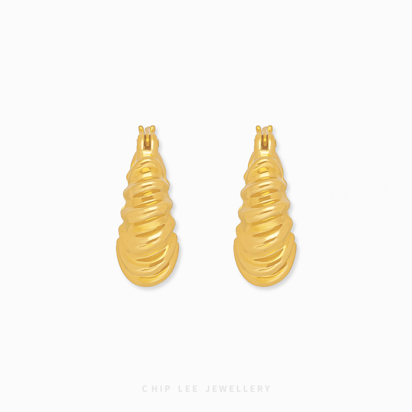 Classic Croissant Hoop Earrings in 999 pure gold