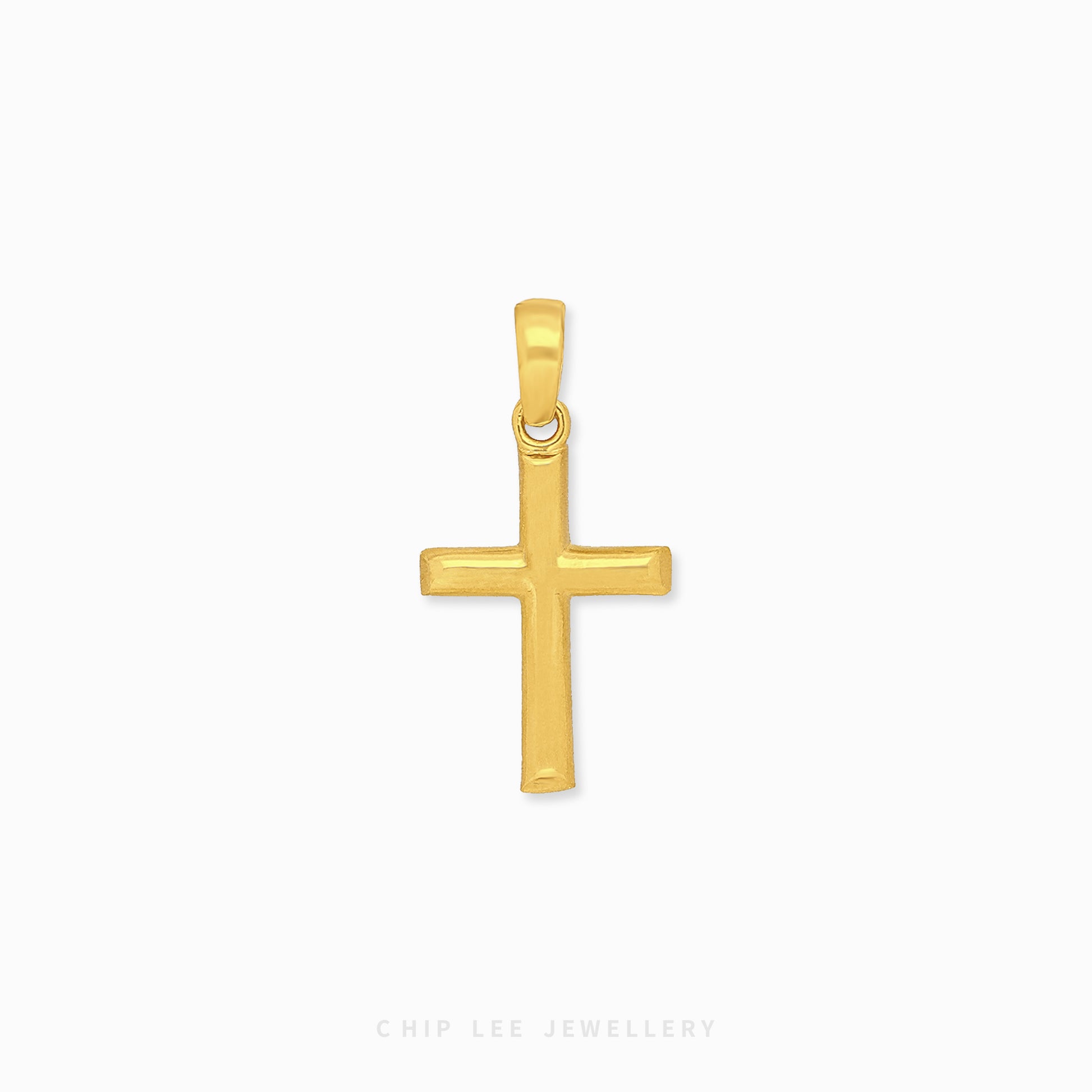 916 gold cross pendant. Hallmarked in Singapore for certified purity and authenticity.