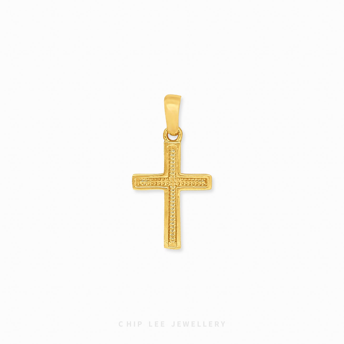 916 gold cross pendant. Hallmarked in Singapore for certified purity and authenticity.