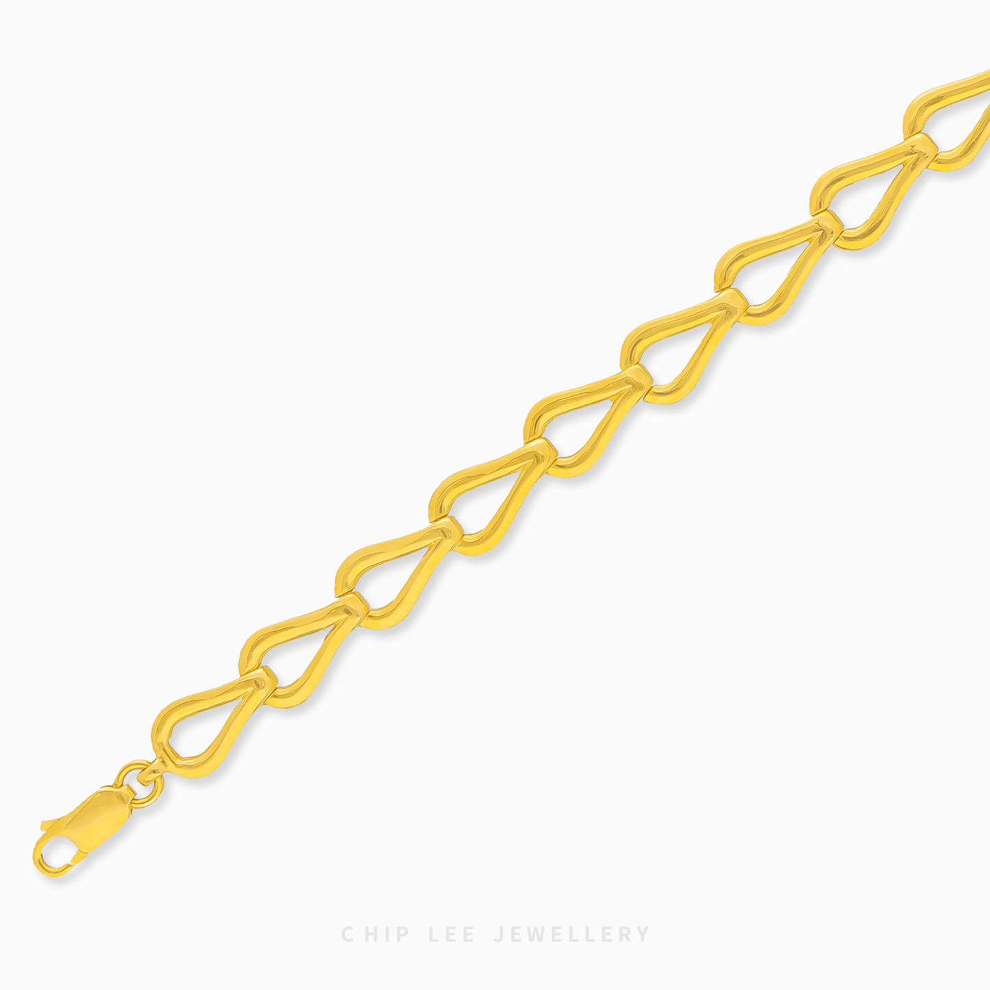 Polished 916 gold Classic Dewdrop Chain Bracelet. Delicate chain bracelet ideal for daily wear and stacking with other jewellery.