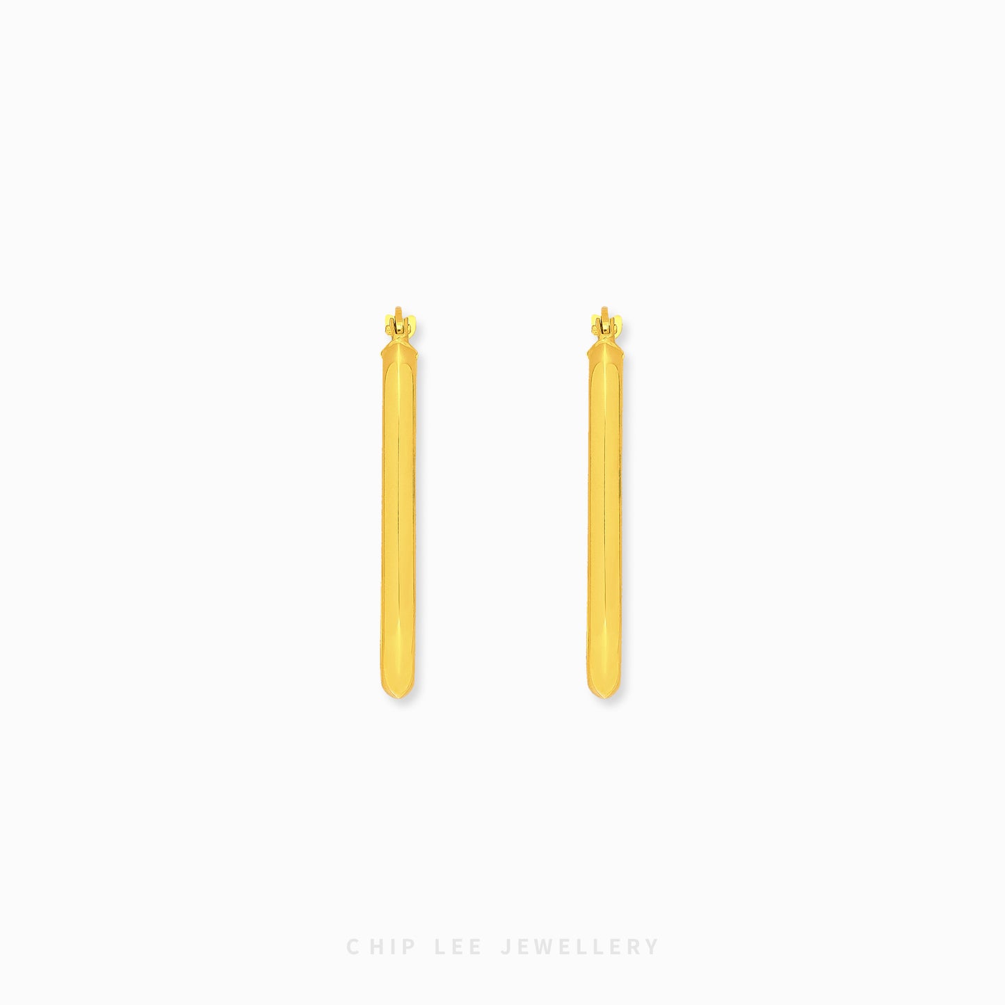 Classic Oval Hoop Earrings 4 in 916 gold with refined oval profile, timeless everyday luxury by Chip Lee Jewellery Singapore