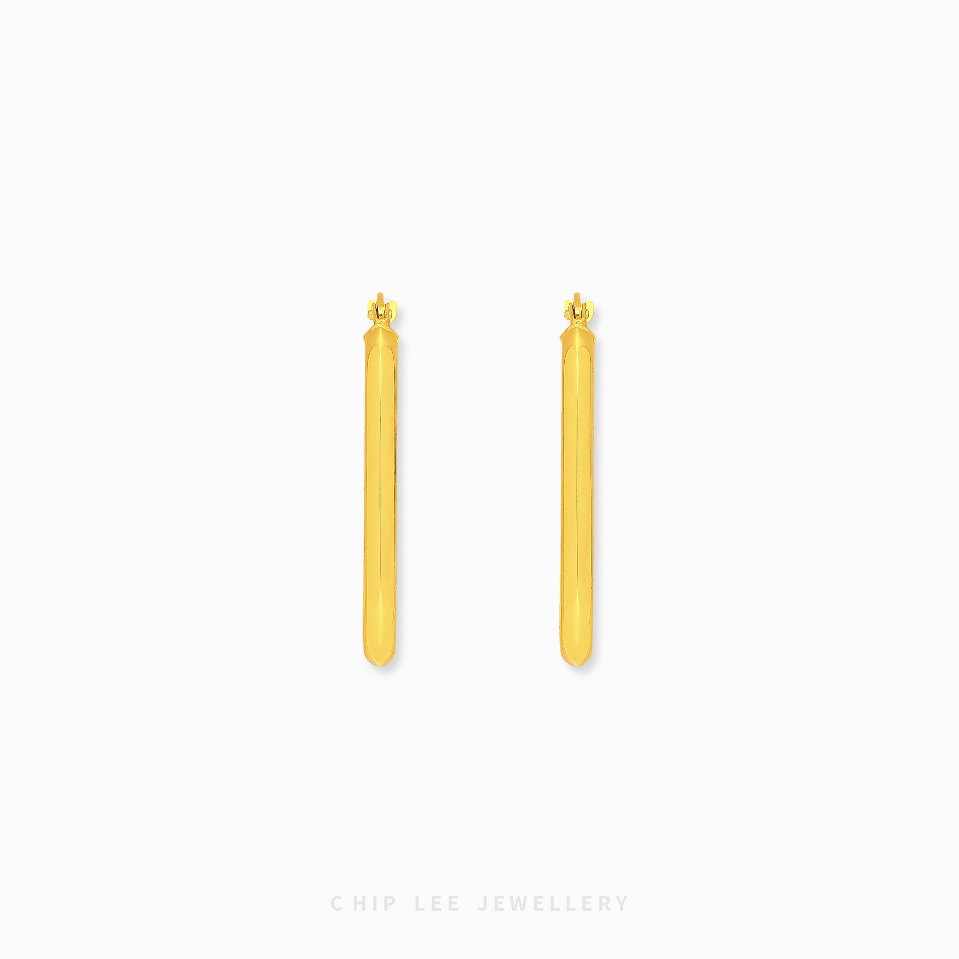 Classic Oval Hoop Earrings 4 in 916 gold with refined oval profile, timeless everyday luxury by Chip Lee Jewellery Singapore