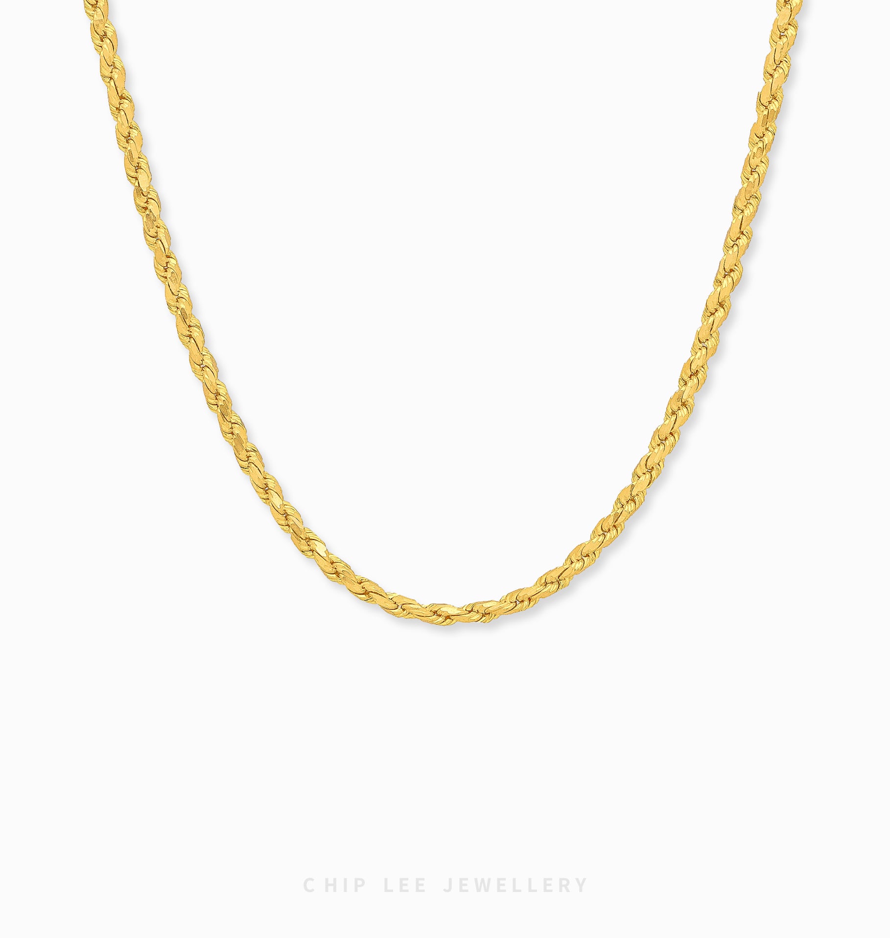 Classic Rope Chain Necklace with twisted links in 916 gold by Chip Lee Jewellery Singapore