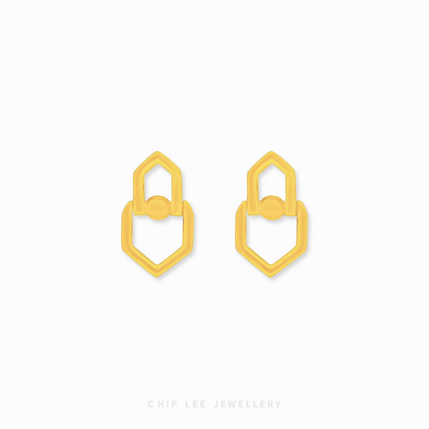 Chip Lee Jewellery Classic Stud Earring. 916 Gold (22K) simple, round button stud earrings. Certified pure gold jewelry for daily wear.
