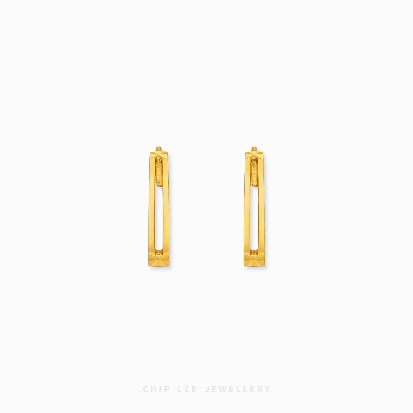 916 gold hoop earrings with modern cutout details