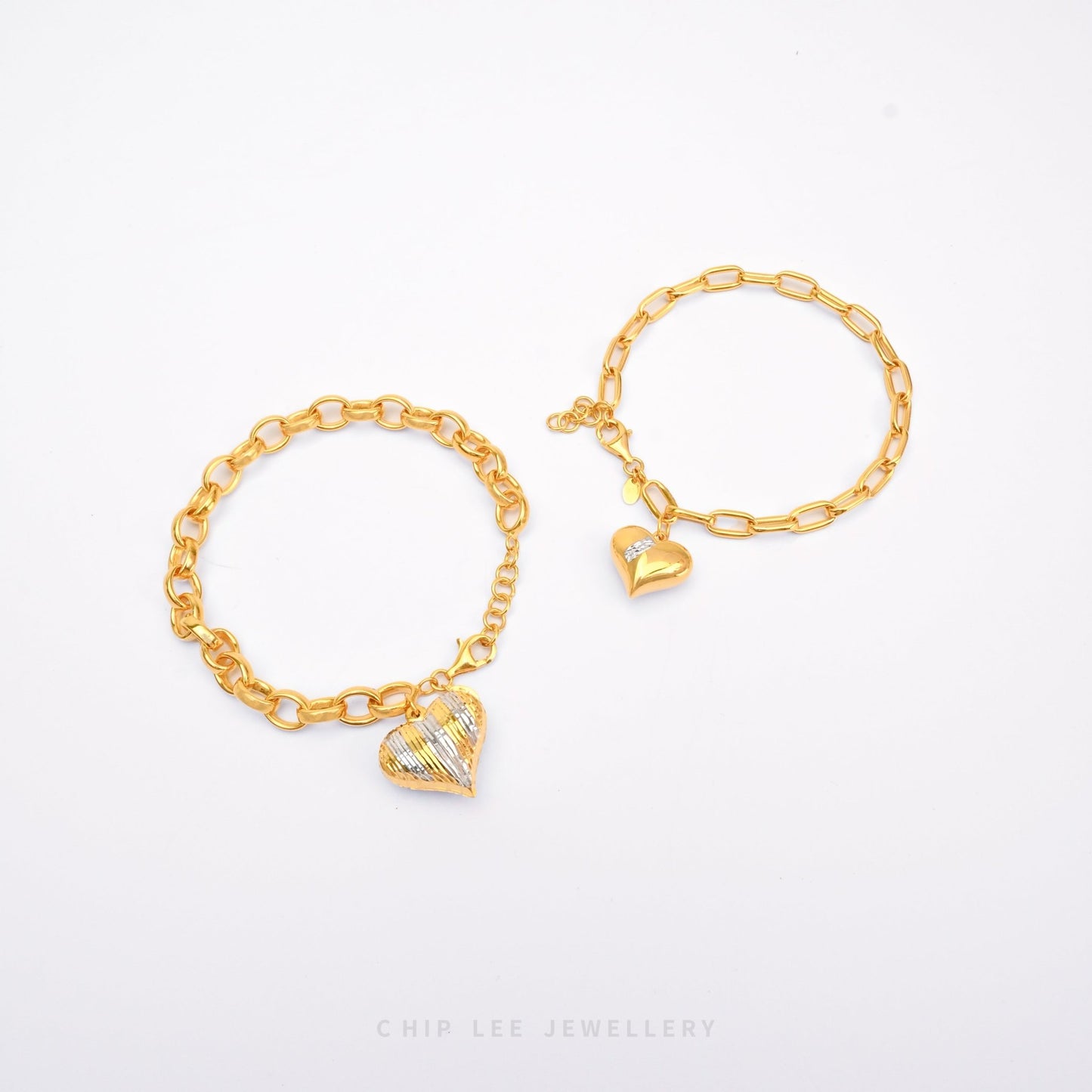 Classy Heart Duo Tone Charmdrop Bracelet