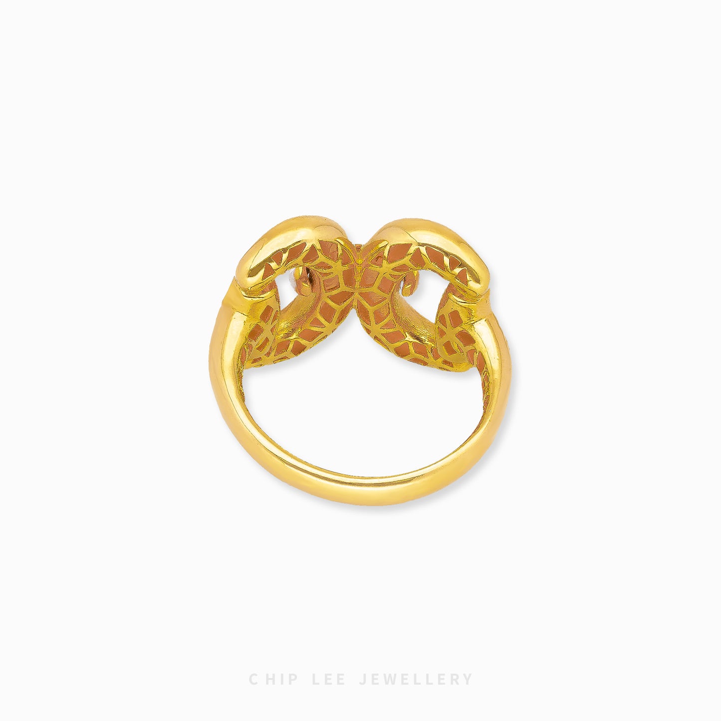 Duo Tone Loop Ring in 916 gold, hallmarked in Singapore for certified purity and authenticity.