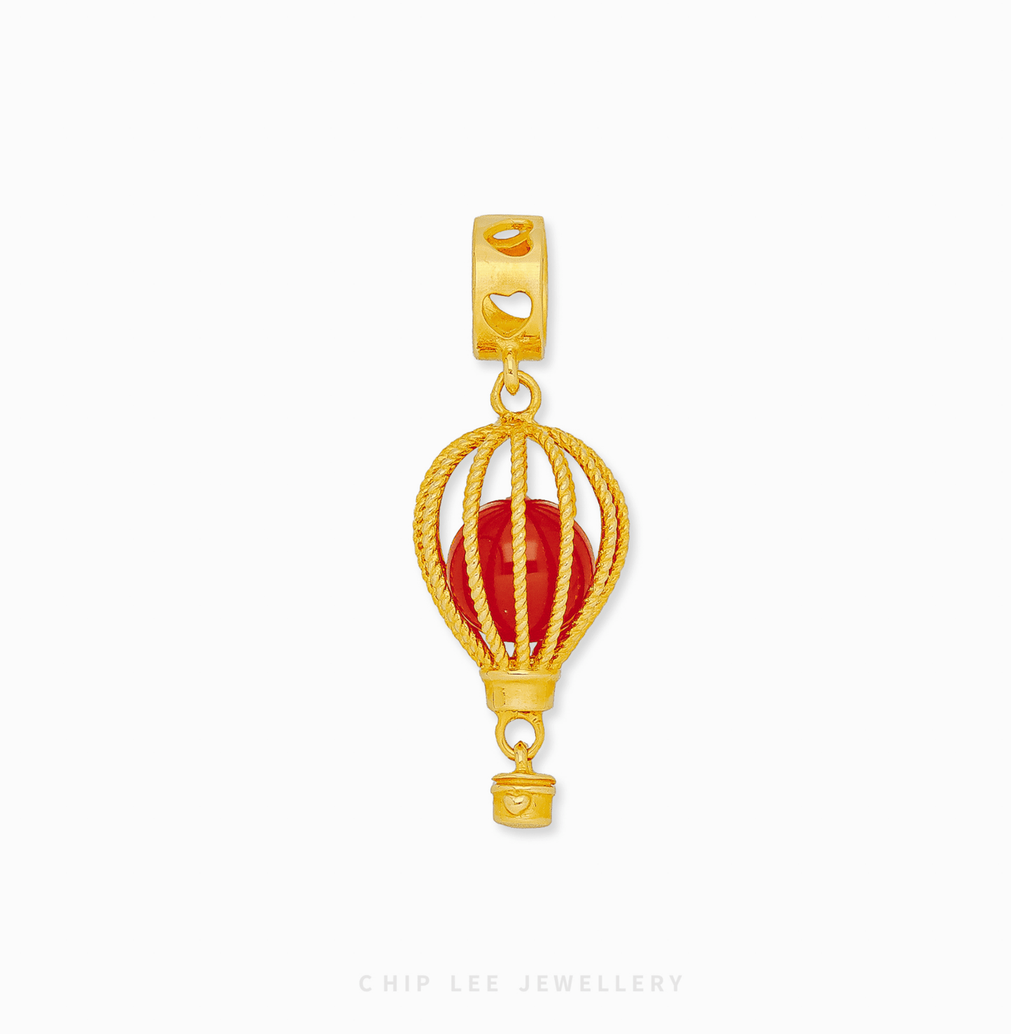 916 Gold Hot Air Balloon Charm by Chip Lee Jewellery Singapore. Whimsical charm symbolizing freedom, adventure, and soaring to new heights.
