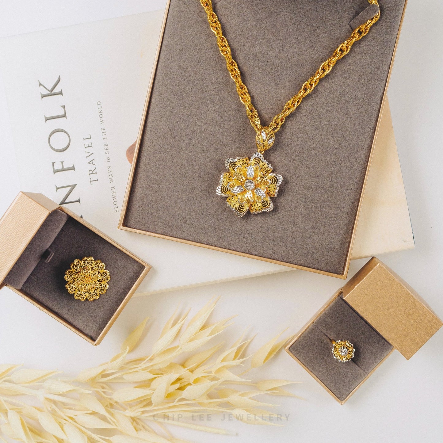Duo Tone Statement Flower Pendant - Chip Lee Jewellery