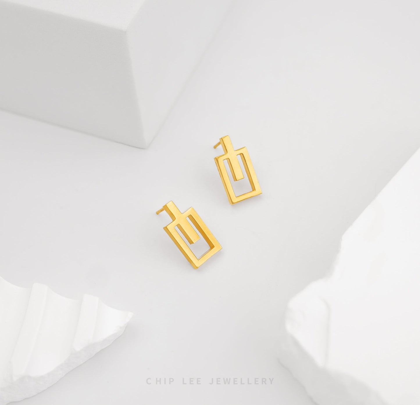 Rectangular Geometric Stud Earring