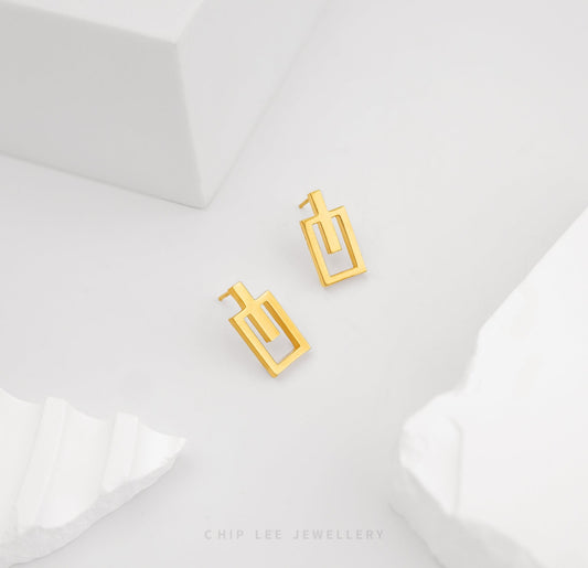 Rectangular Geometric Stud Earring