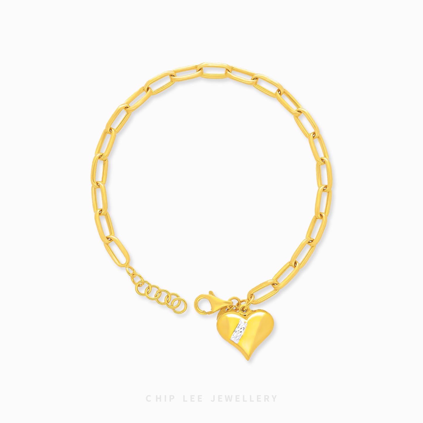 Classy Heart Duo Tone Charmdrop Bracelet