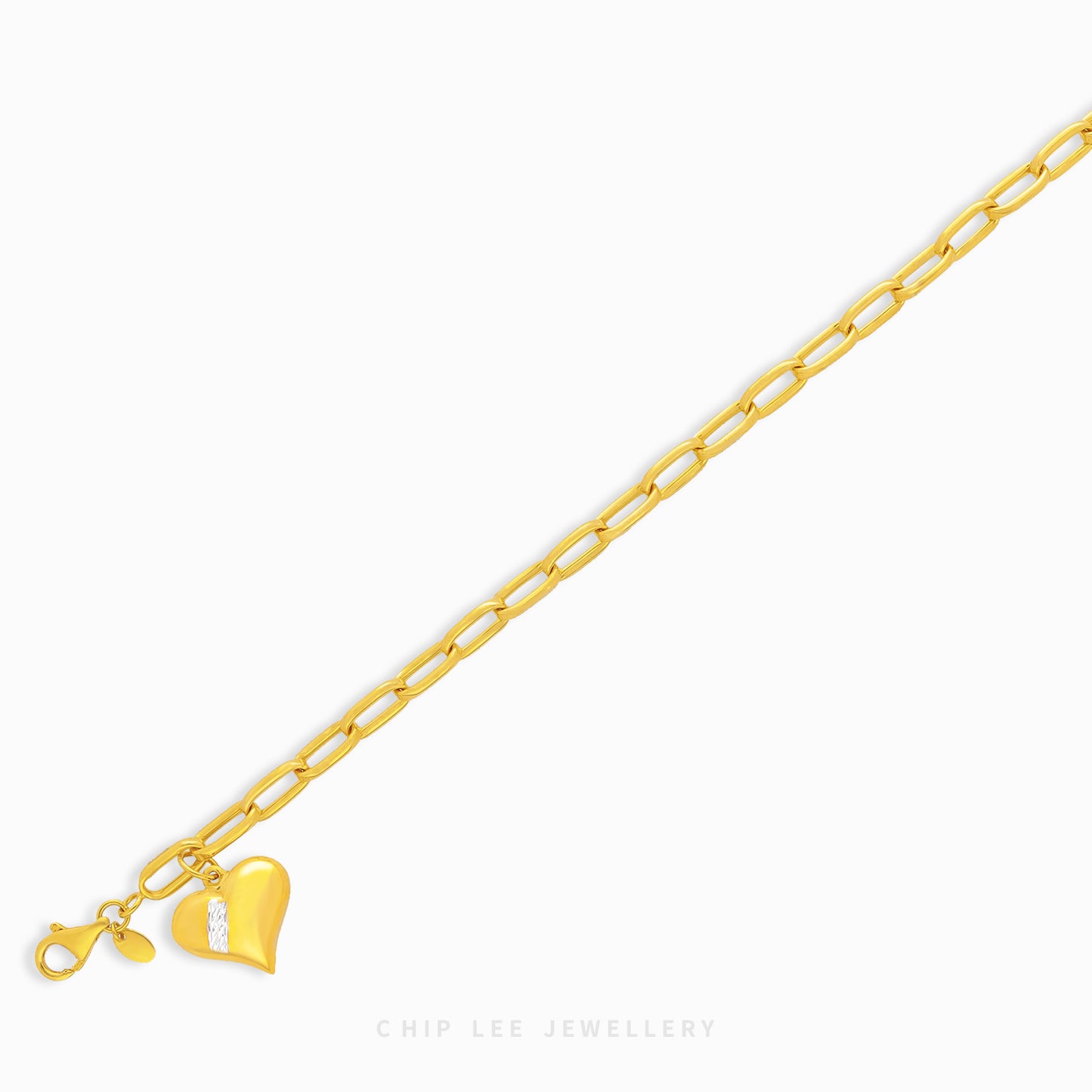 Classy Heart Duo Tone Charmdrop Bracelet