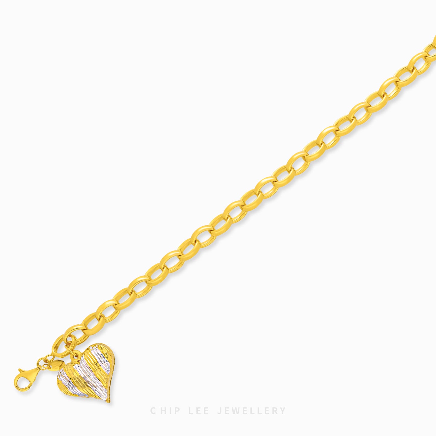 Bold Heart Duo Tone Charmdrop Bracelet
