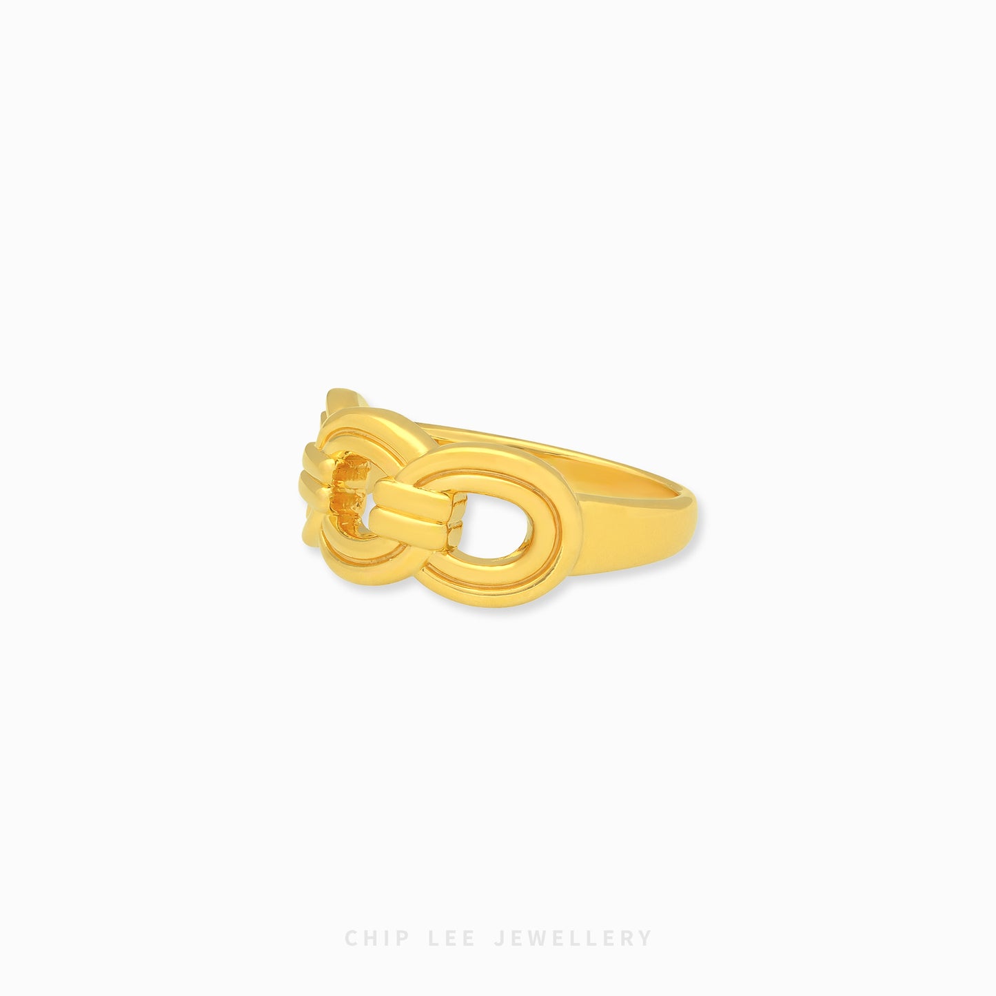 Pure 24k gold structured column ring minimalist style