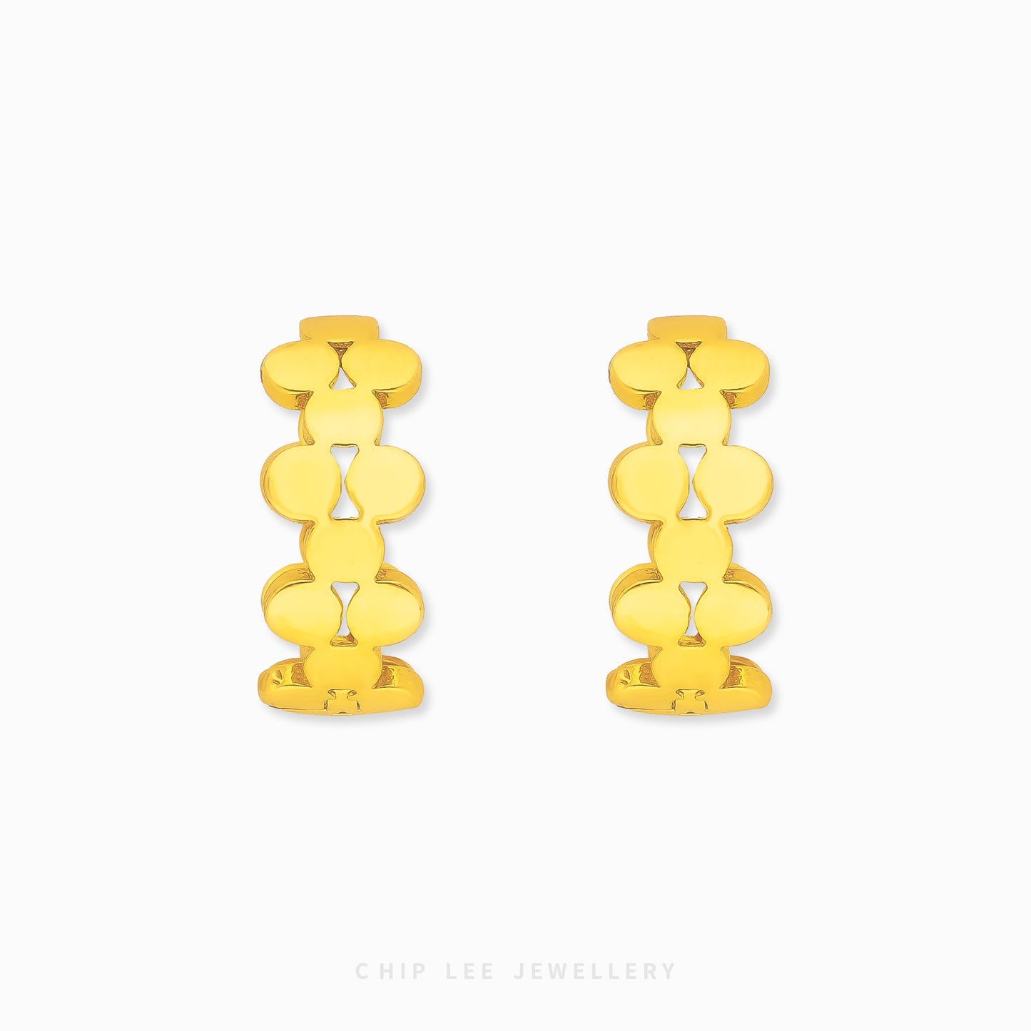 Loop Earring in 916 gold with sleek, continuous loop design by Chip Lee Jewellery Singapore