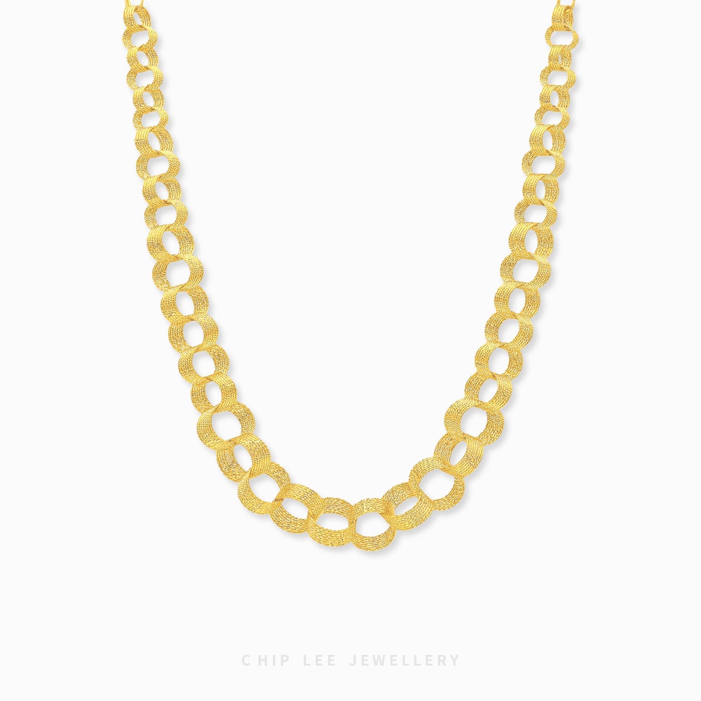 Luxe Statement Chain Necklace with bold interlocking links in 916 gold by Chip Lee Jewellery Singapore