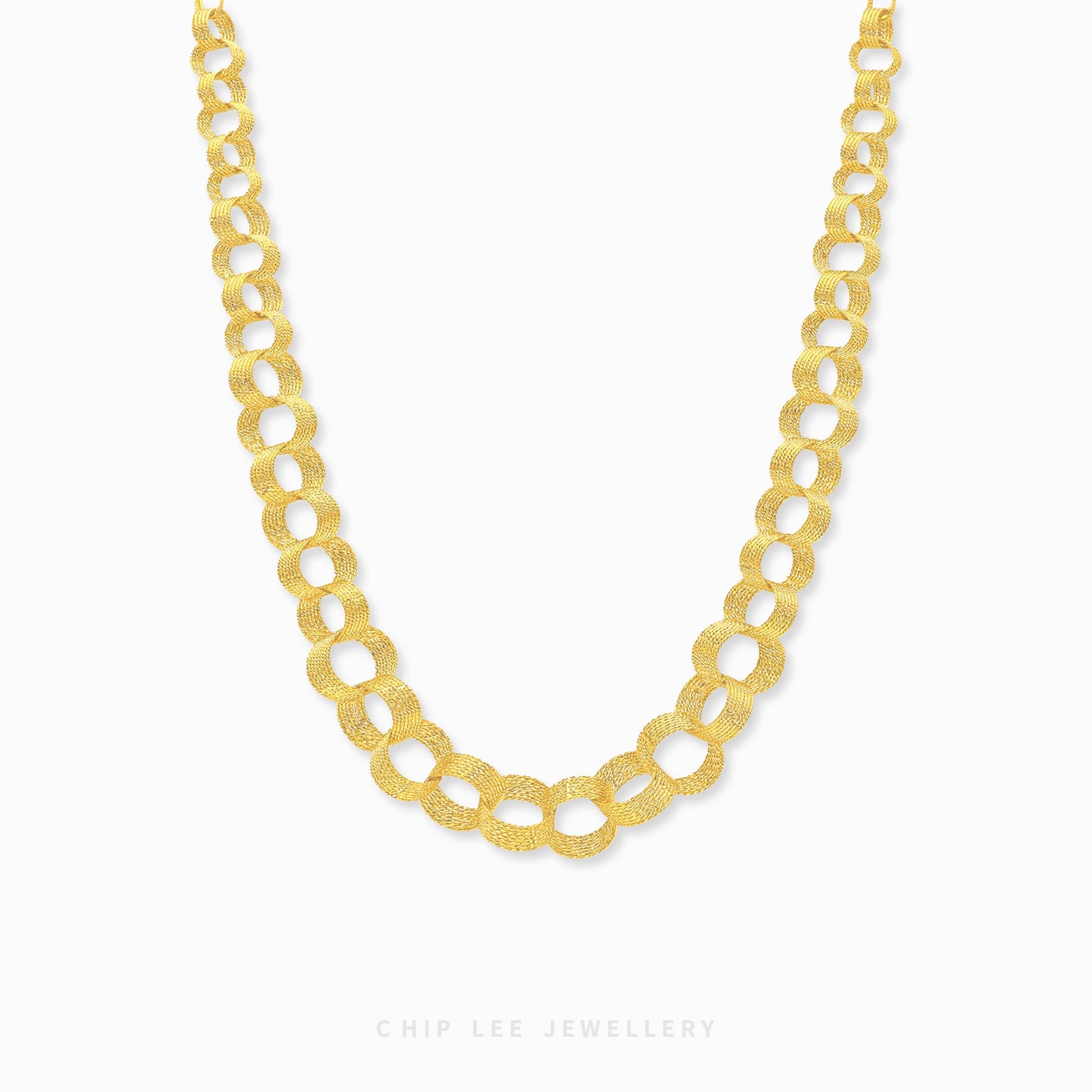 Luxe Statement Chain Necklace with bold interlocking links in 916 gold by Chip Lee Jewellery Singapore