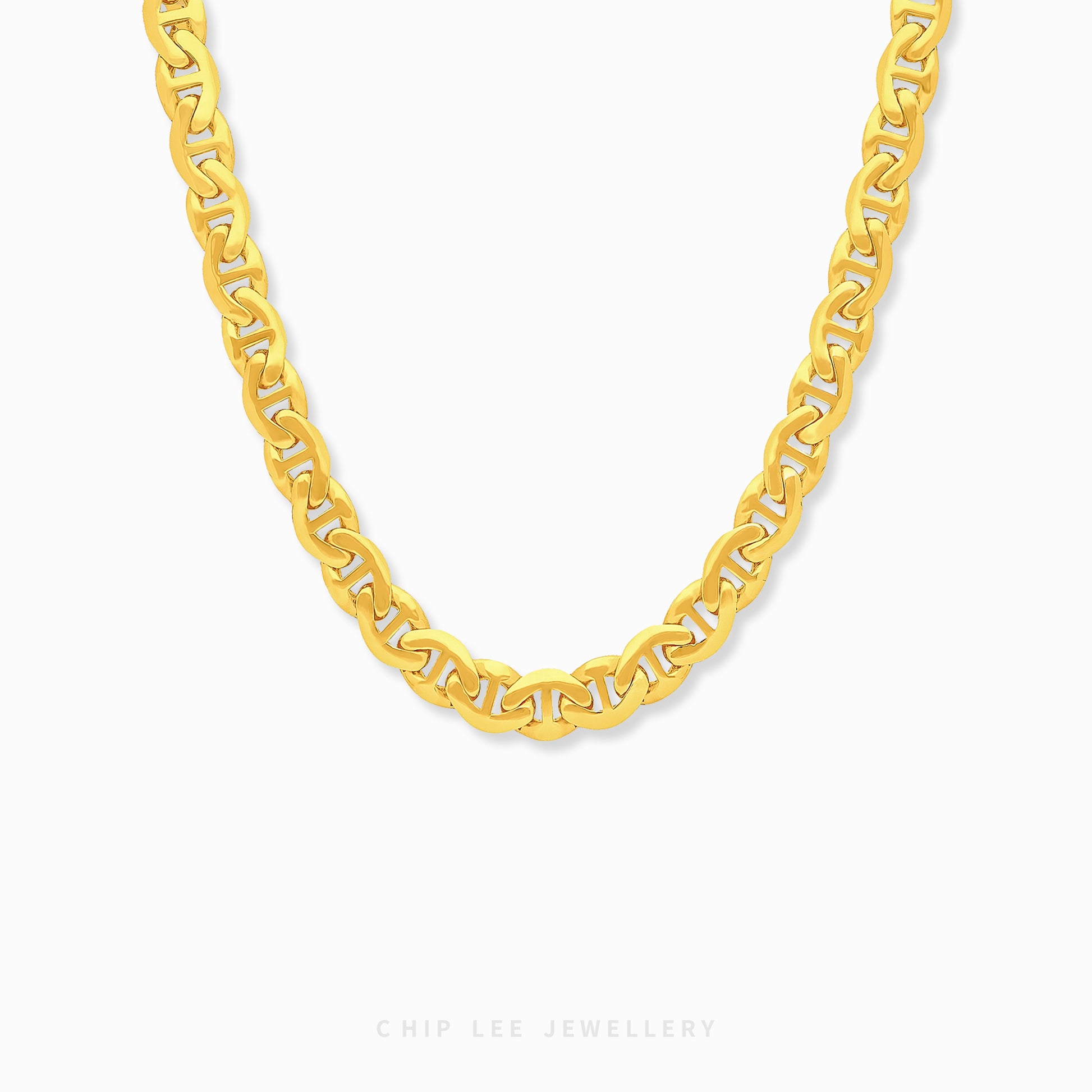 Mariner Chain Necklace with anchor-shaped links in 916 gold by Chip Lee Jewellery Singapore