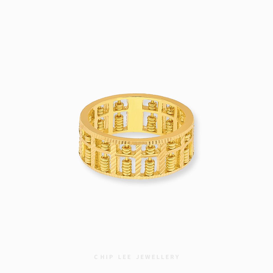 22K gold Abacus Ring by Chip Lee Jewellery inspired by traditional counting tool symbolising prosperity, precision and elegance.